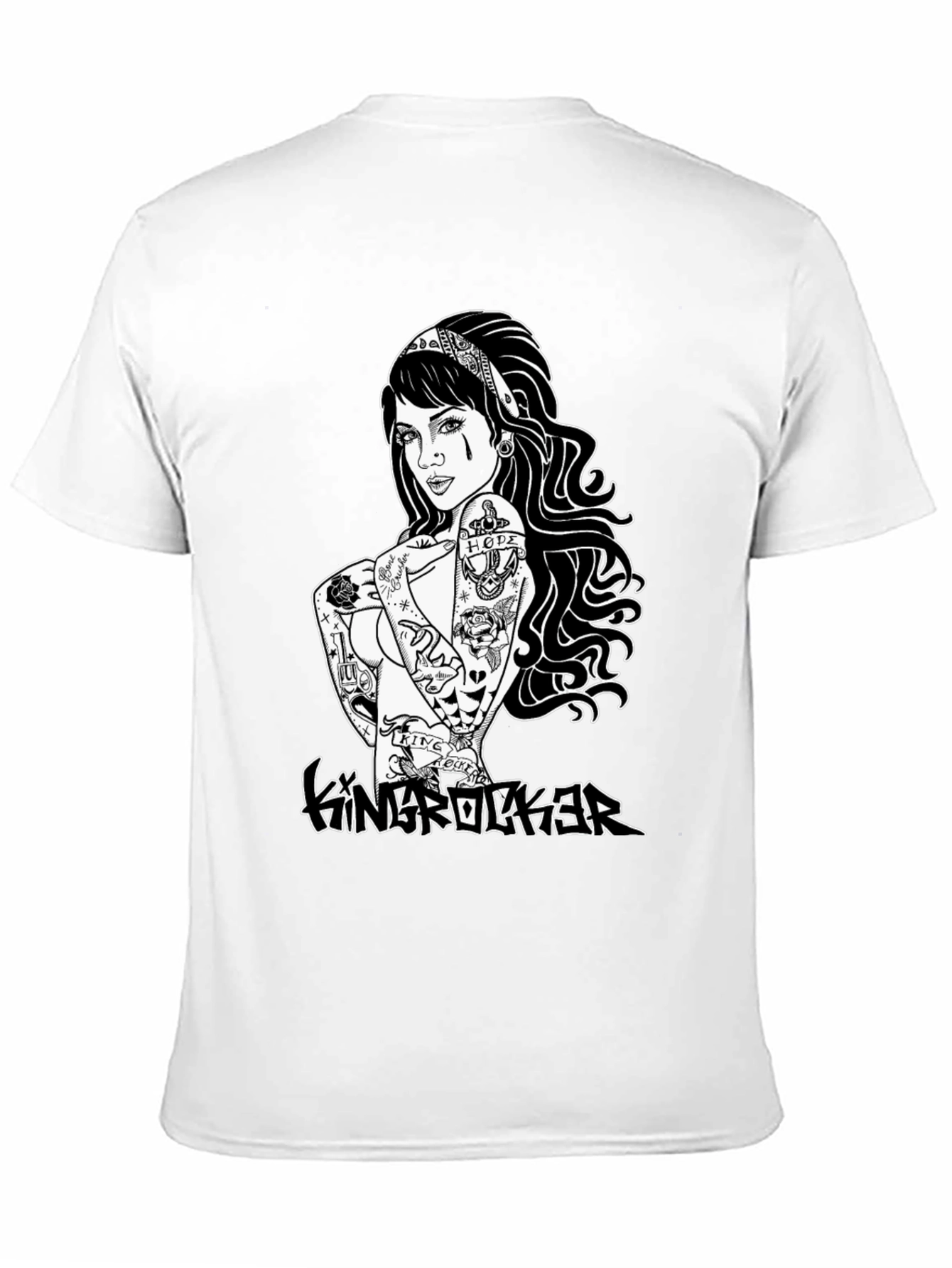 Edgy Tattoo Girl Graphic Black T-Shirt