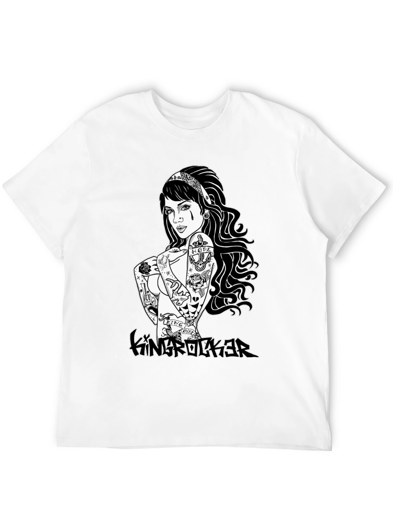 Edgy Tattoo Girl Graphic Black T-Shirt