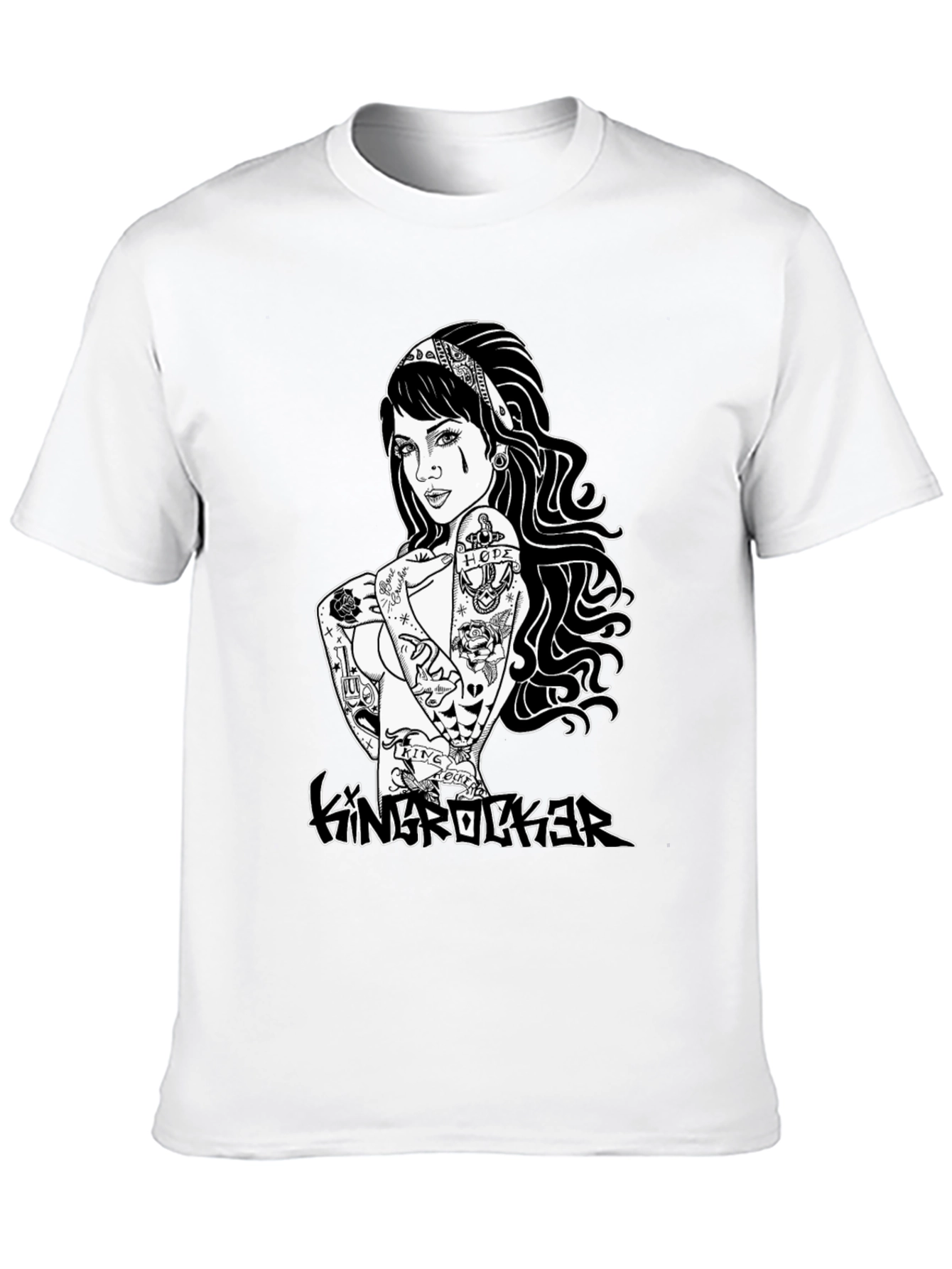 Edgy Tattoo Girl Graphic Black T-Shirt