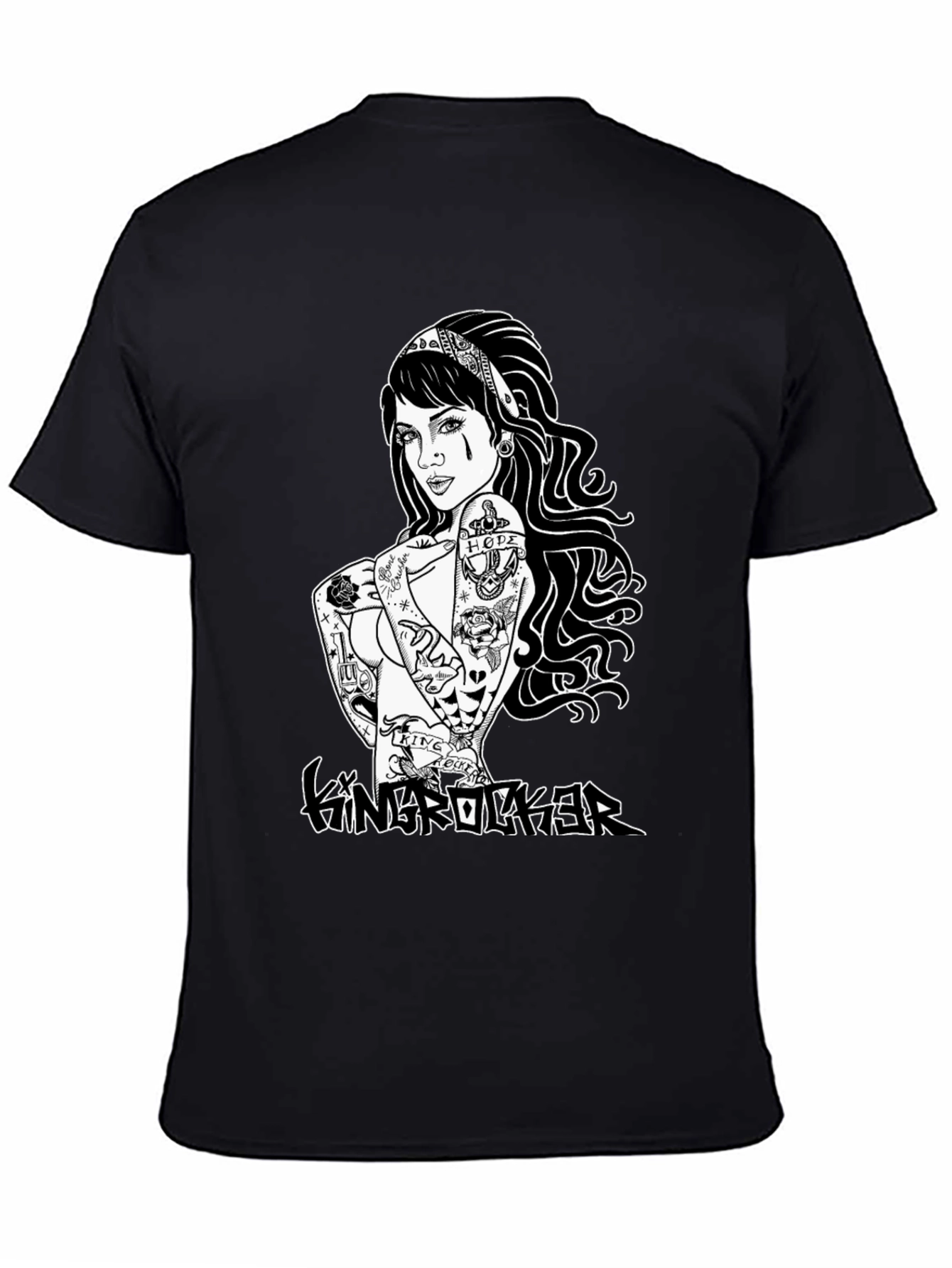 Edgy Tattoo Girl Graphic Black T-Shirt