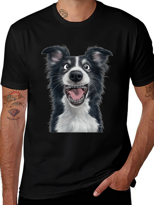 Funny Dog Graphic Tee - Black Cotton Blend T-Shirt