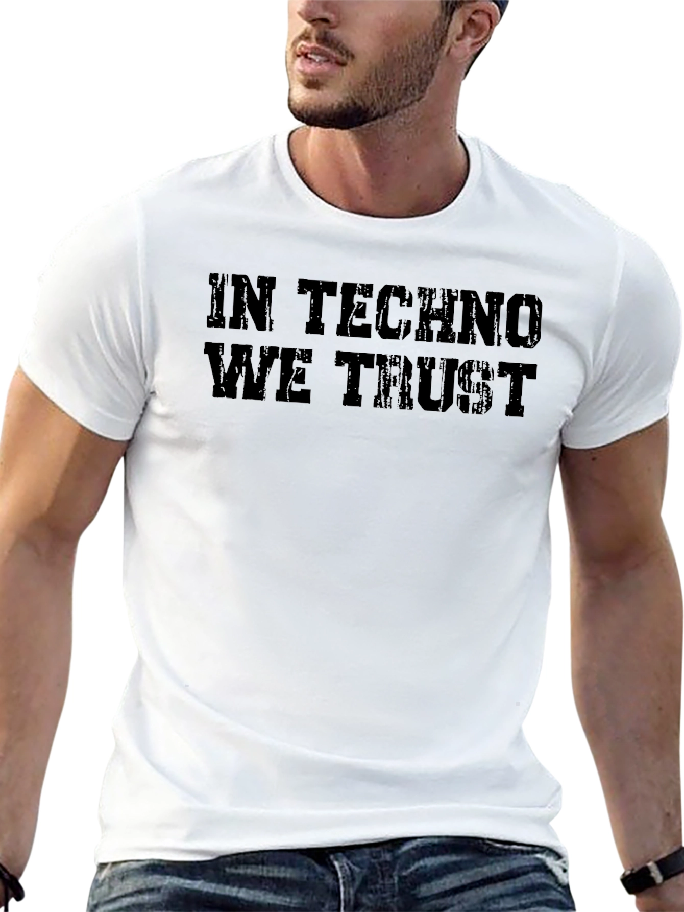 In Techno We Trust Black Graphic Tee