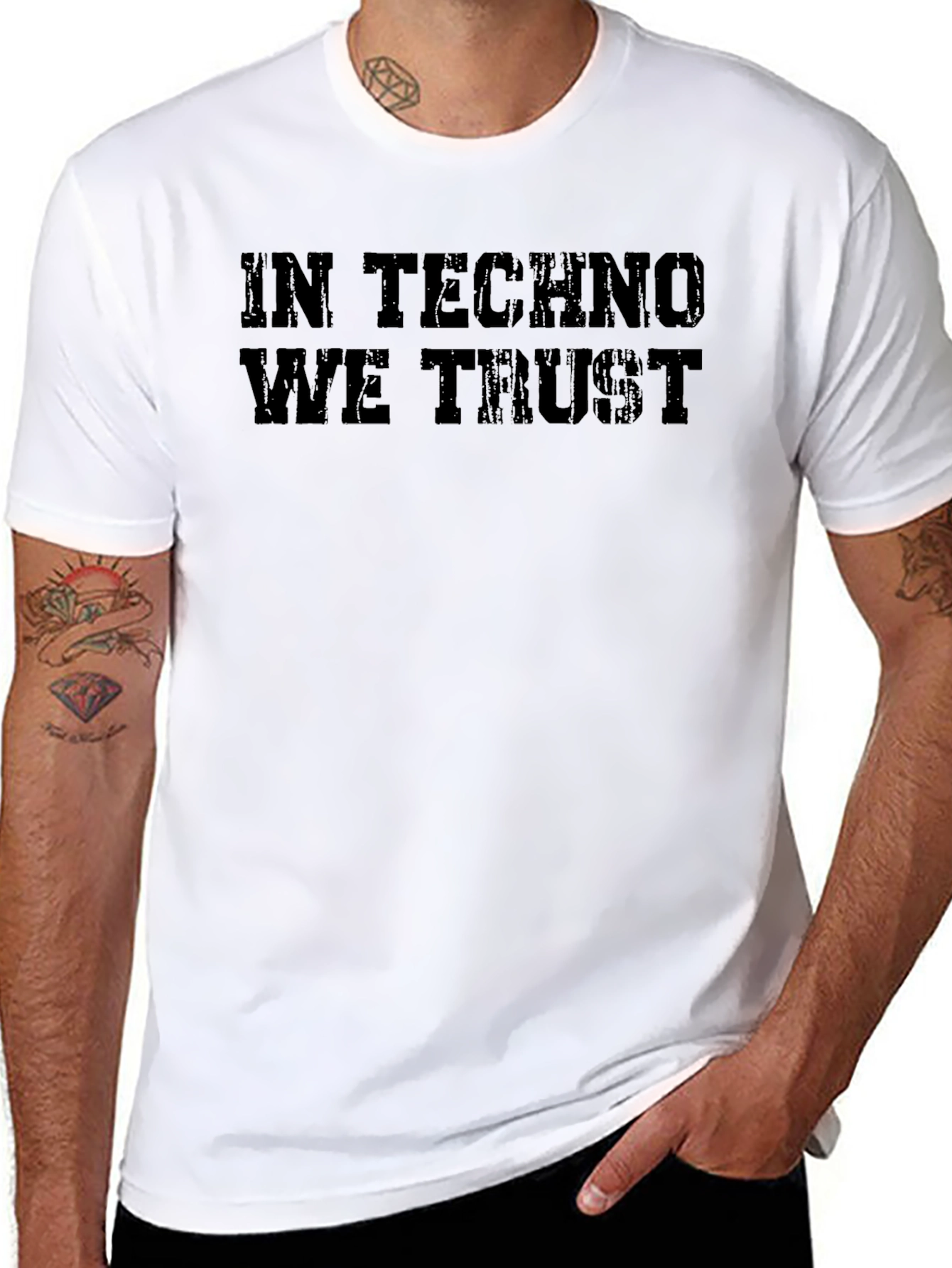 In Techno We Trust Black Graphic Tee