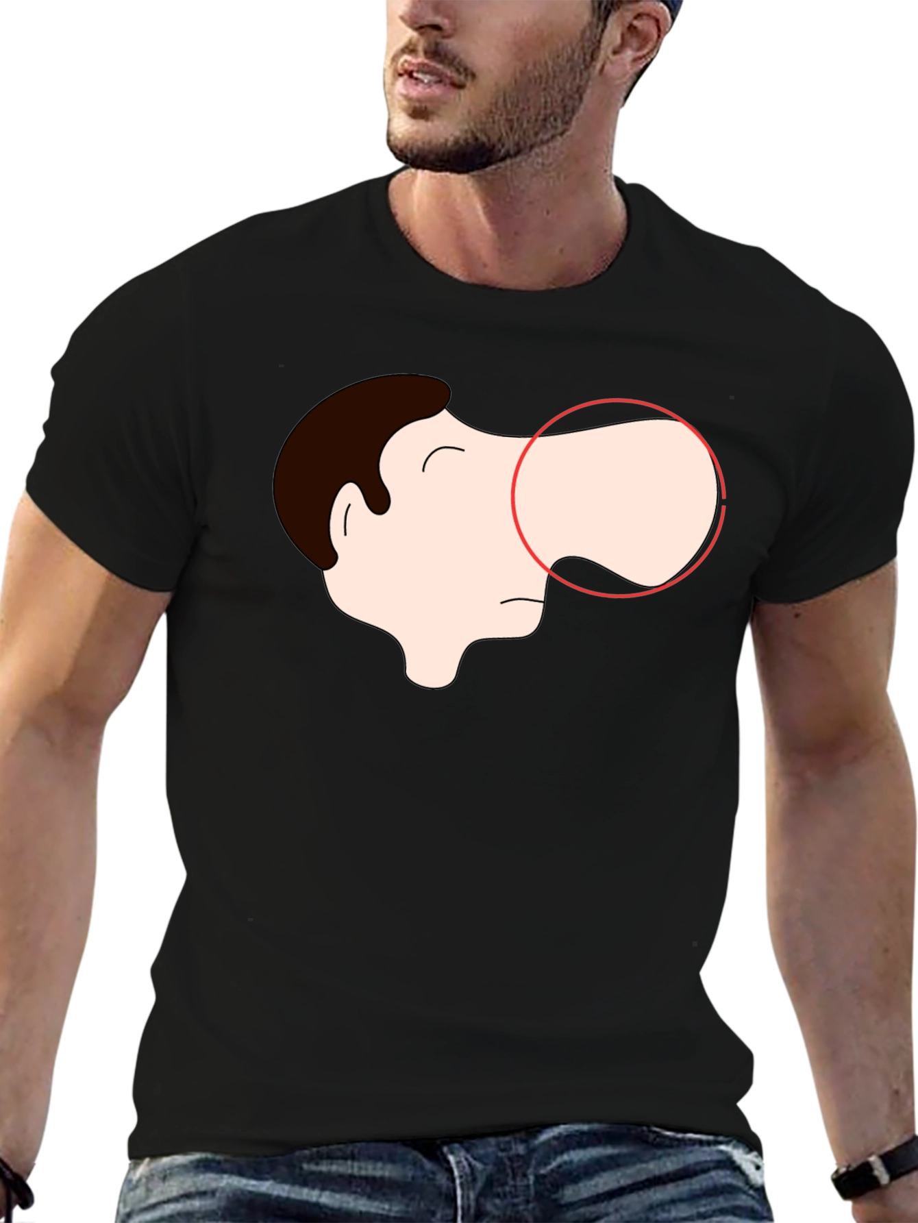 Cartoon Face Graphic Tee - Black