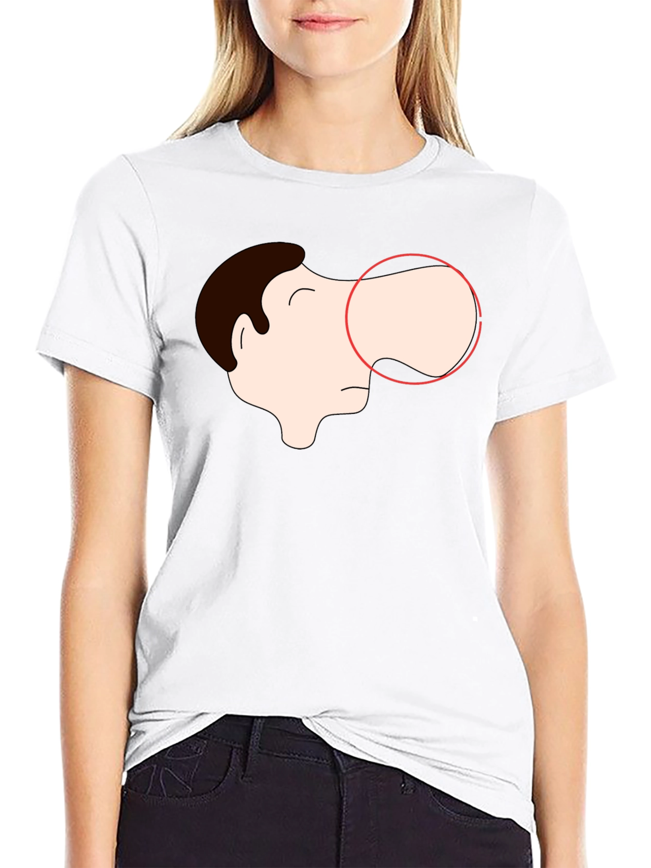 Cartoon Face Graphic Tee - Black