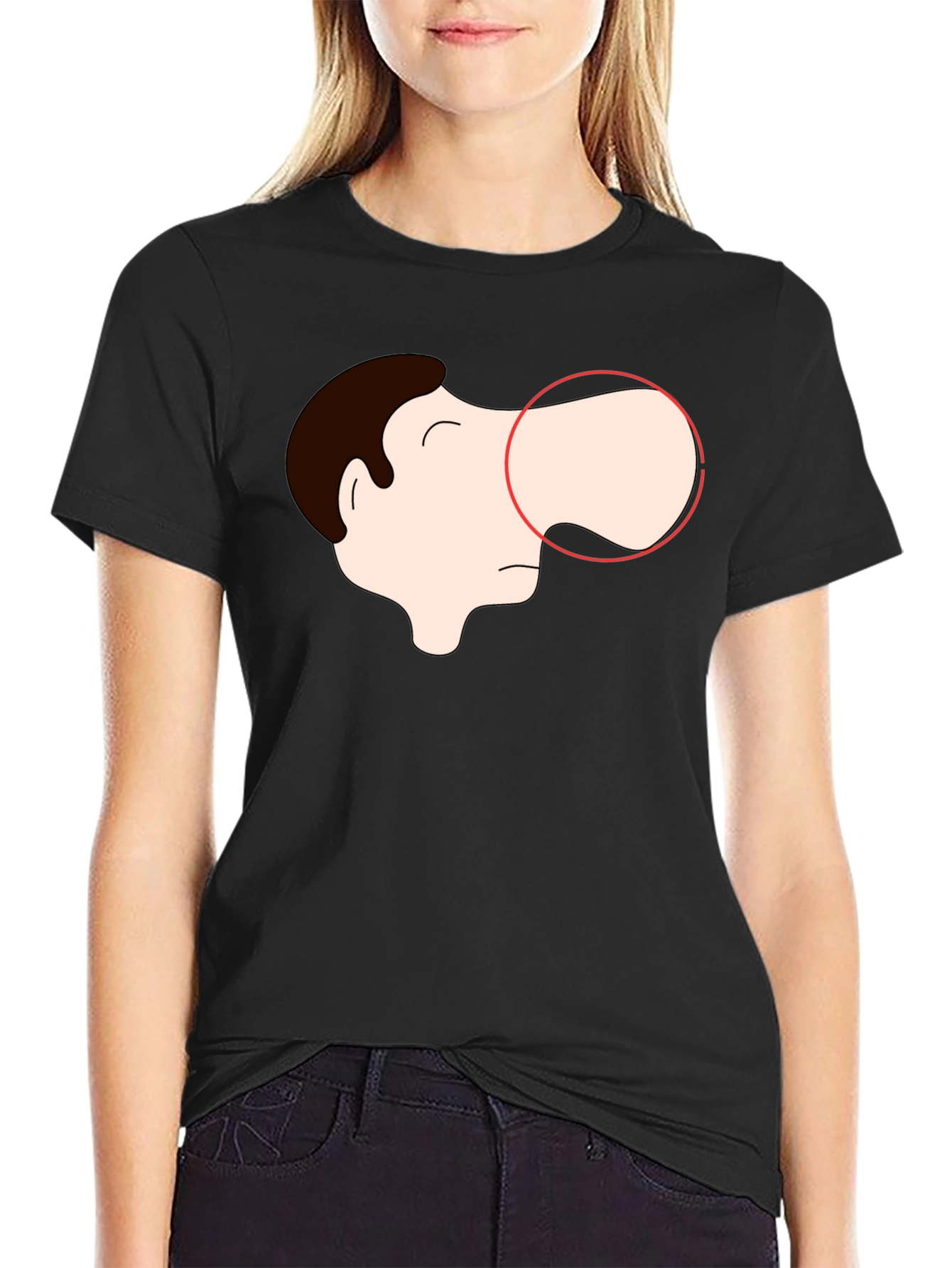Cartoon Face Graphic Tee - Black