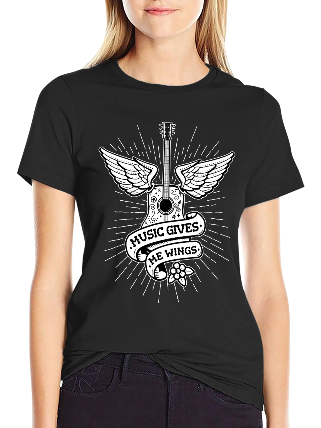 Music Gives Me Wings T-Shirt - Guitar Graphic Tee