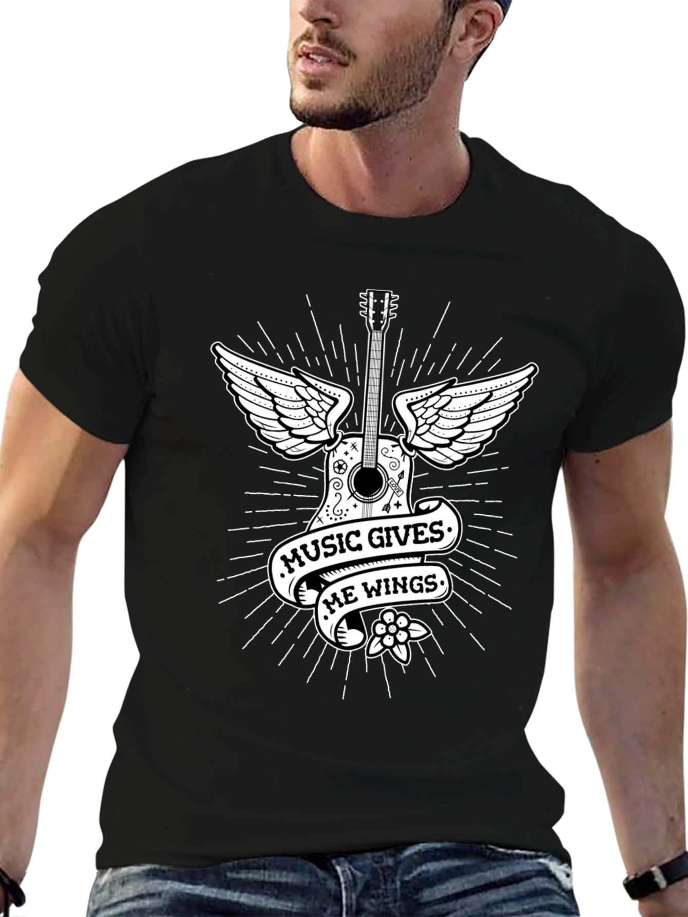 Music Gives Me Wings T-Shirt - Guitar Graphic Tee