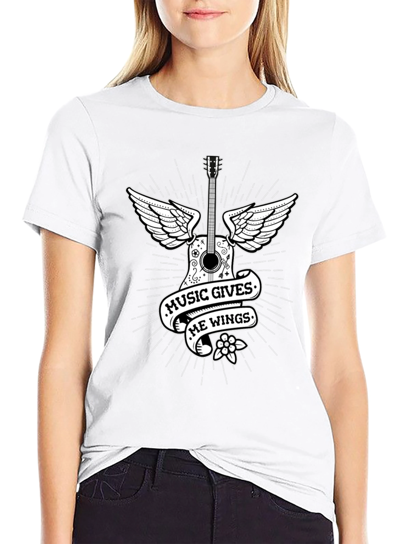 Music Gives Me Wings T-Shirt - Guitar Graphic Tee