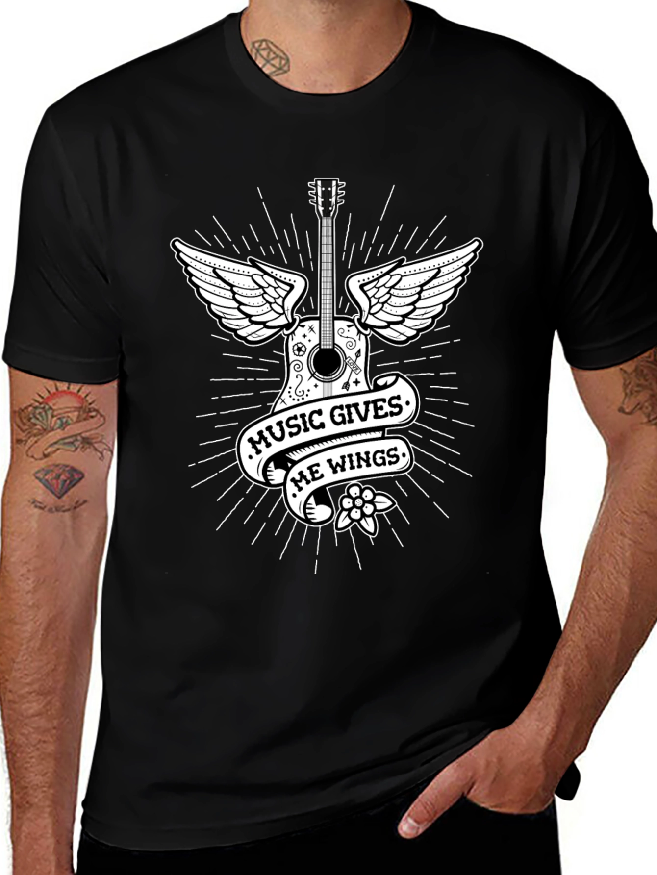 Music Gives Me Wings T-Shirt - Guitar Graphic Tee