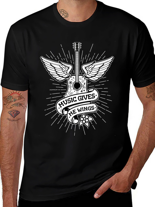 Music Gives Me Wings T-Shirt - Guitar Graphic Tee