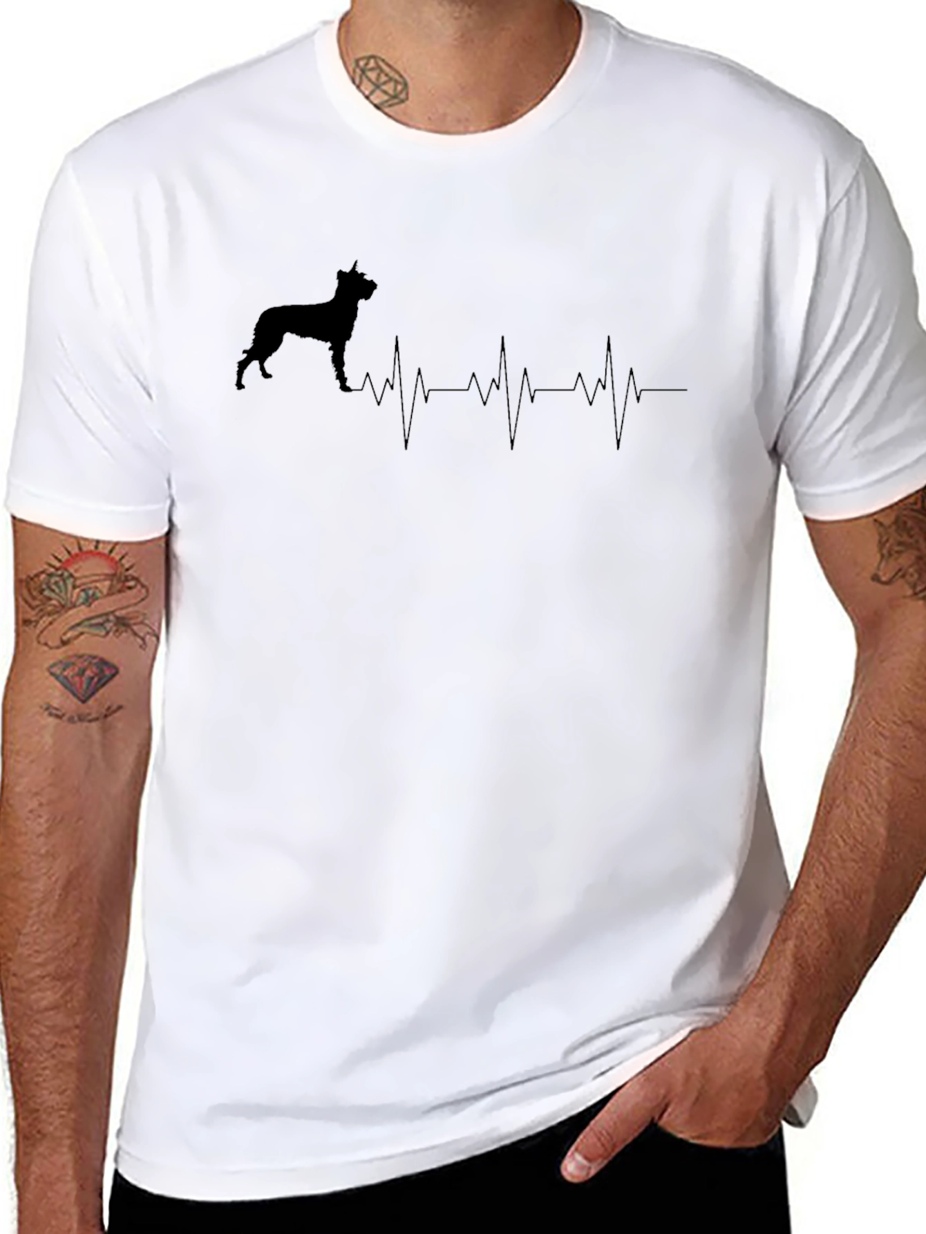 Dog Breed Heartbeat Graphic Tee - Black
