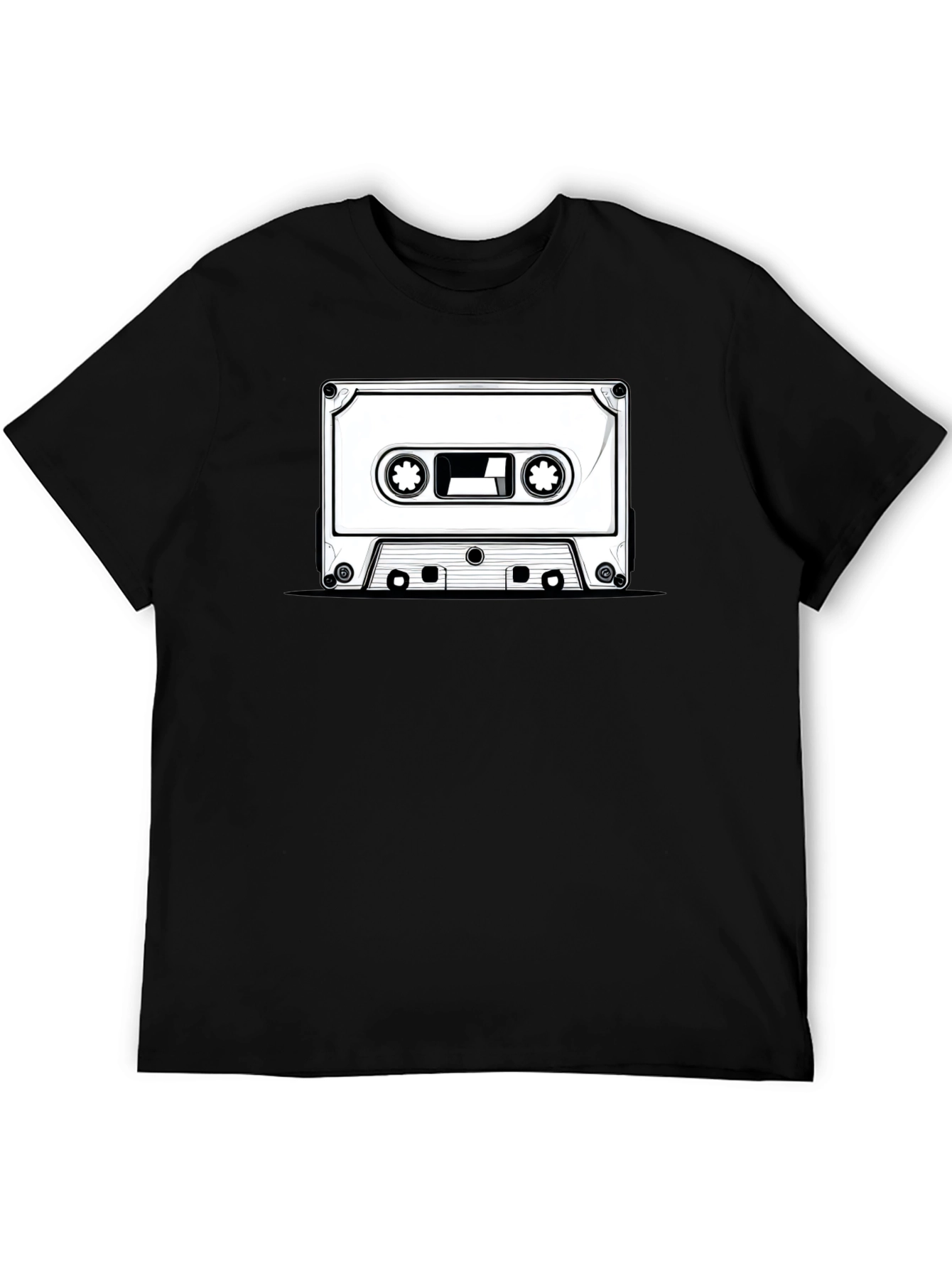 Retro Cassette Tape Graphic T-Shirt - Black