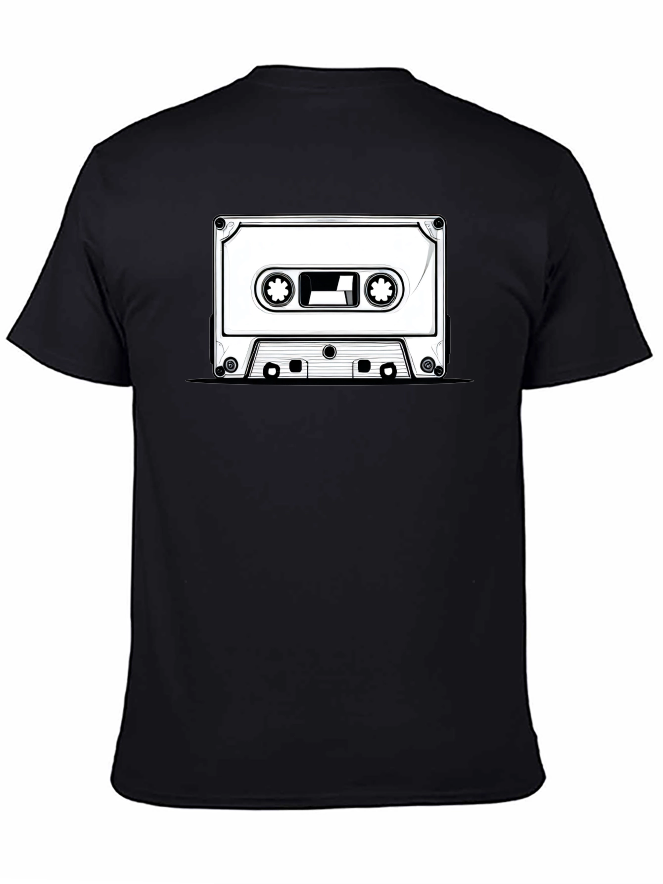 Retro Cassette Tape Graphic T-Shirt - Black