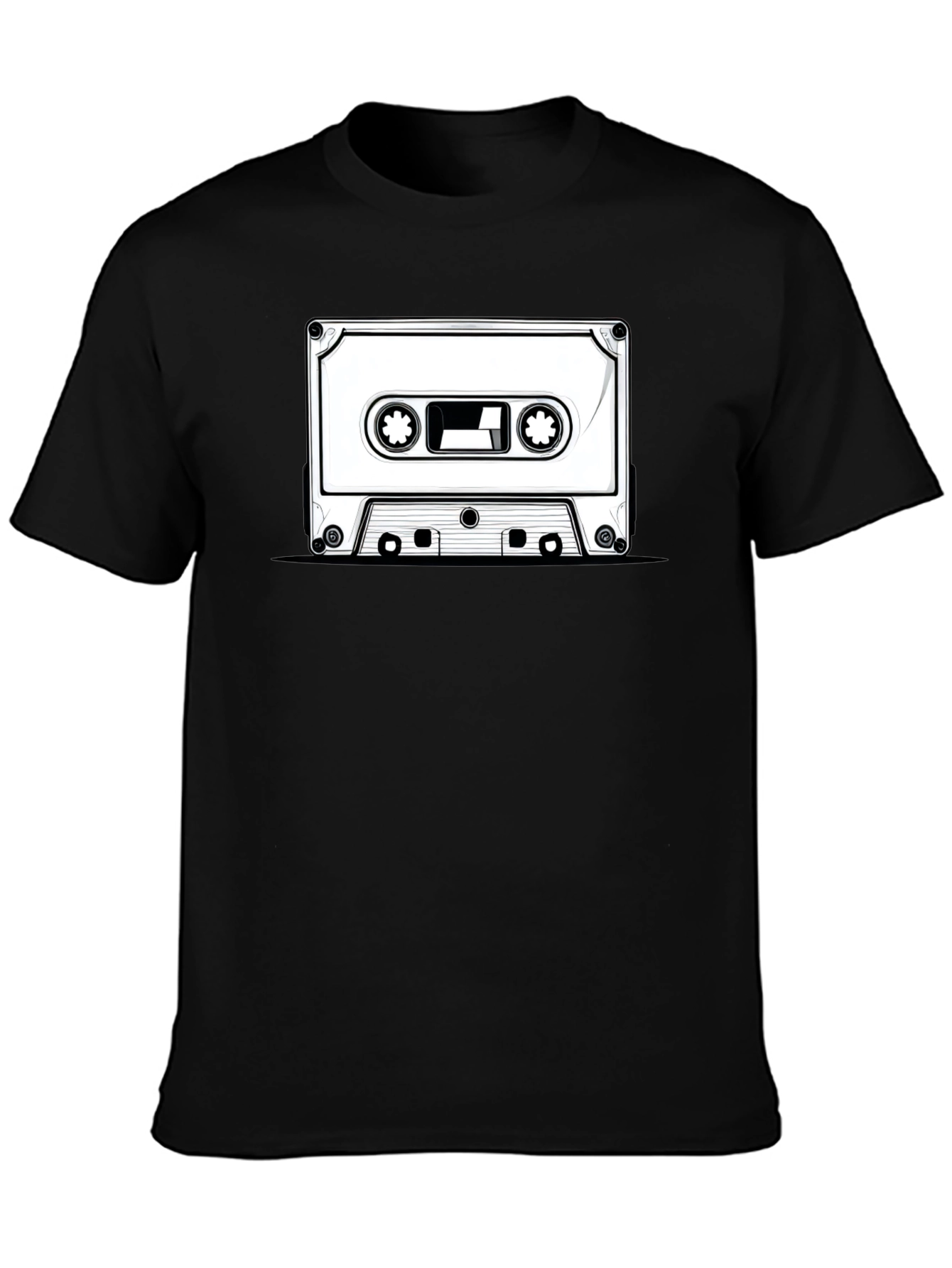 Retro Cassette Tape Graphic T-Shirt - Black