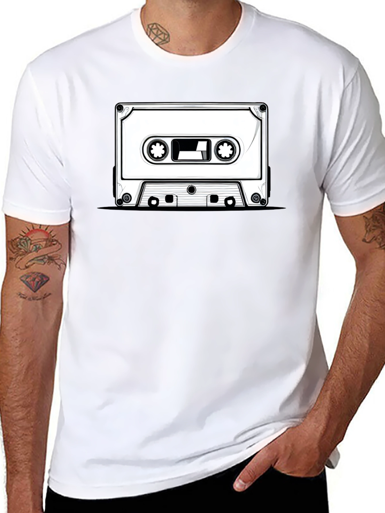 Retro Cassette Tape Graphic T-Shirt - Black