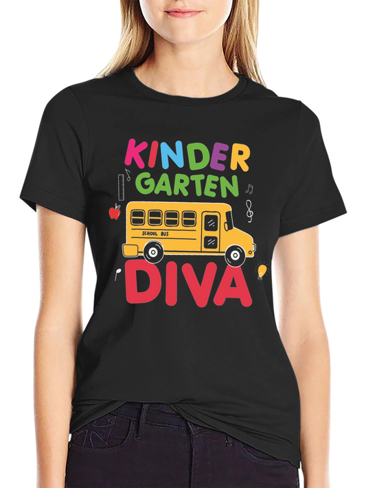 Kindergarten Diva T-Shirt School Bus Tee