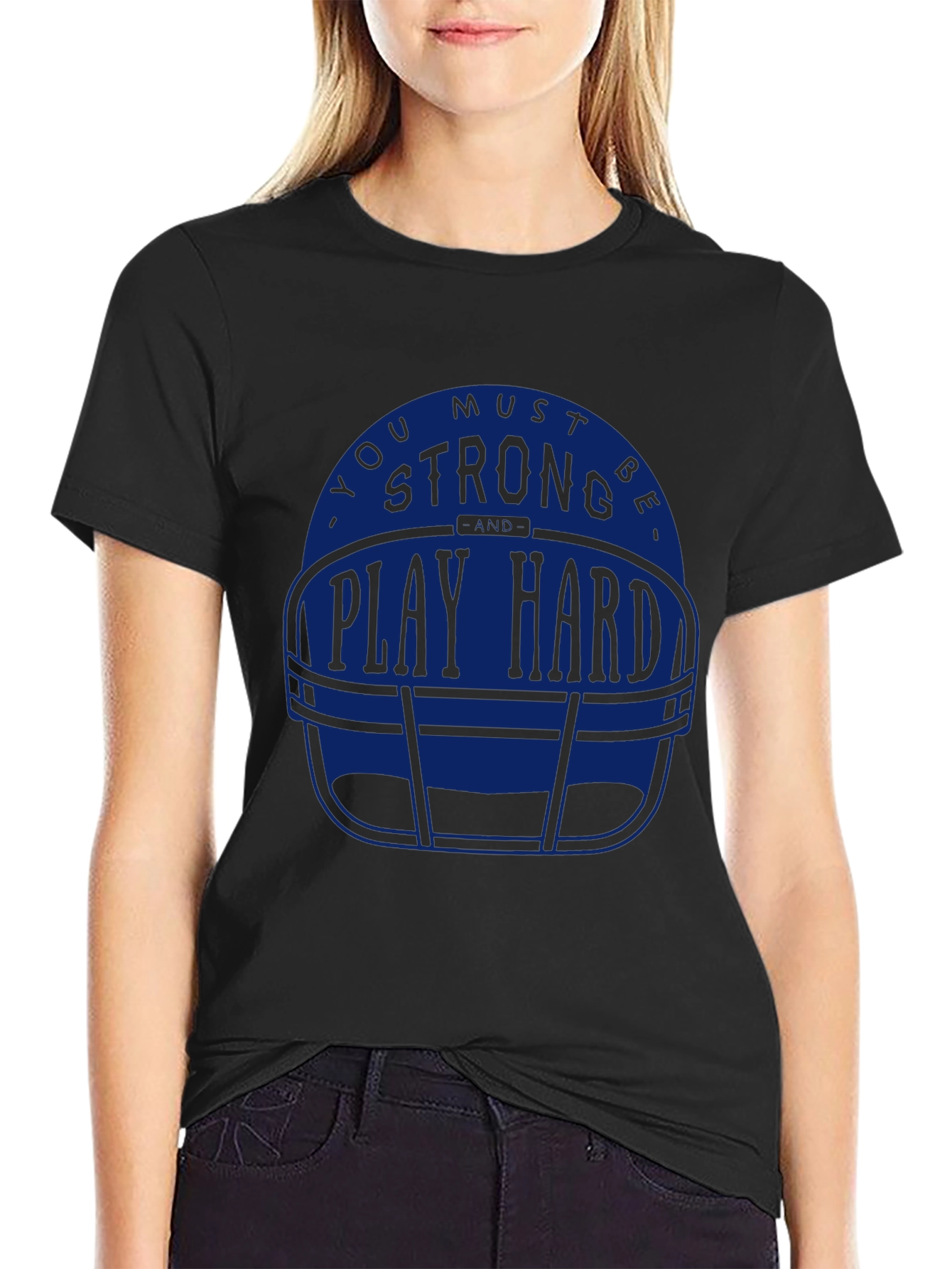 Strong Play Hard Football Helmet T-Shirt
