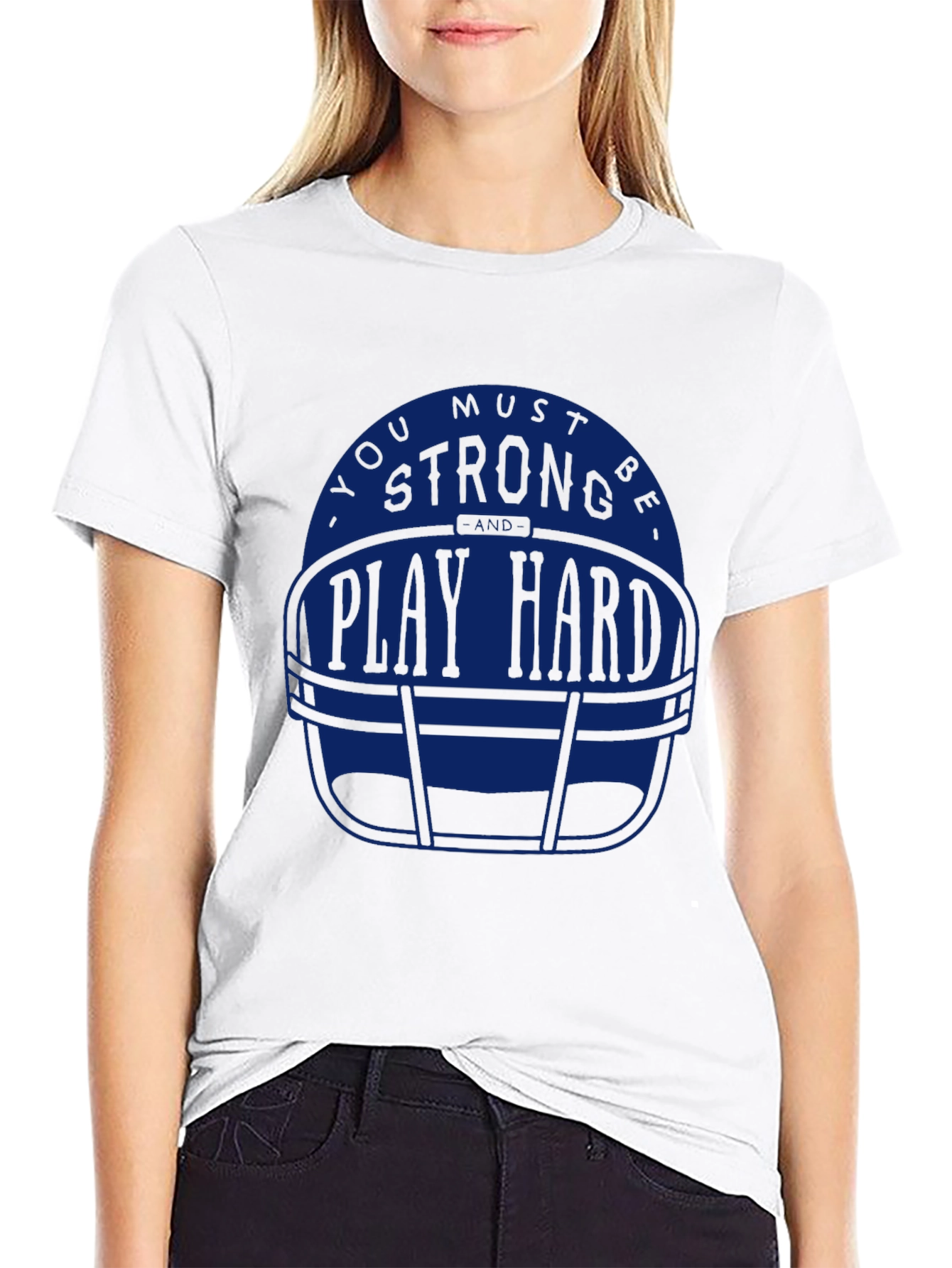 Strong Play Hard Football Helmet T-Shirt