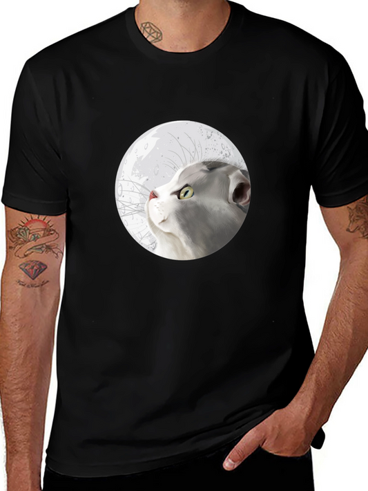 Cat Moon Graphic T-Shirt - Stylish Cotton Tee
