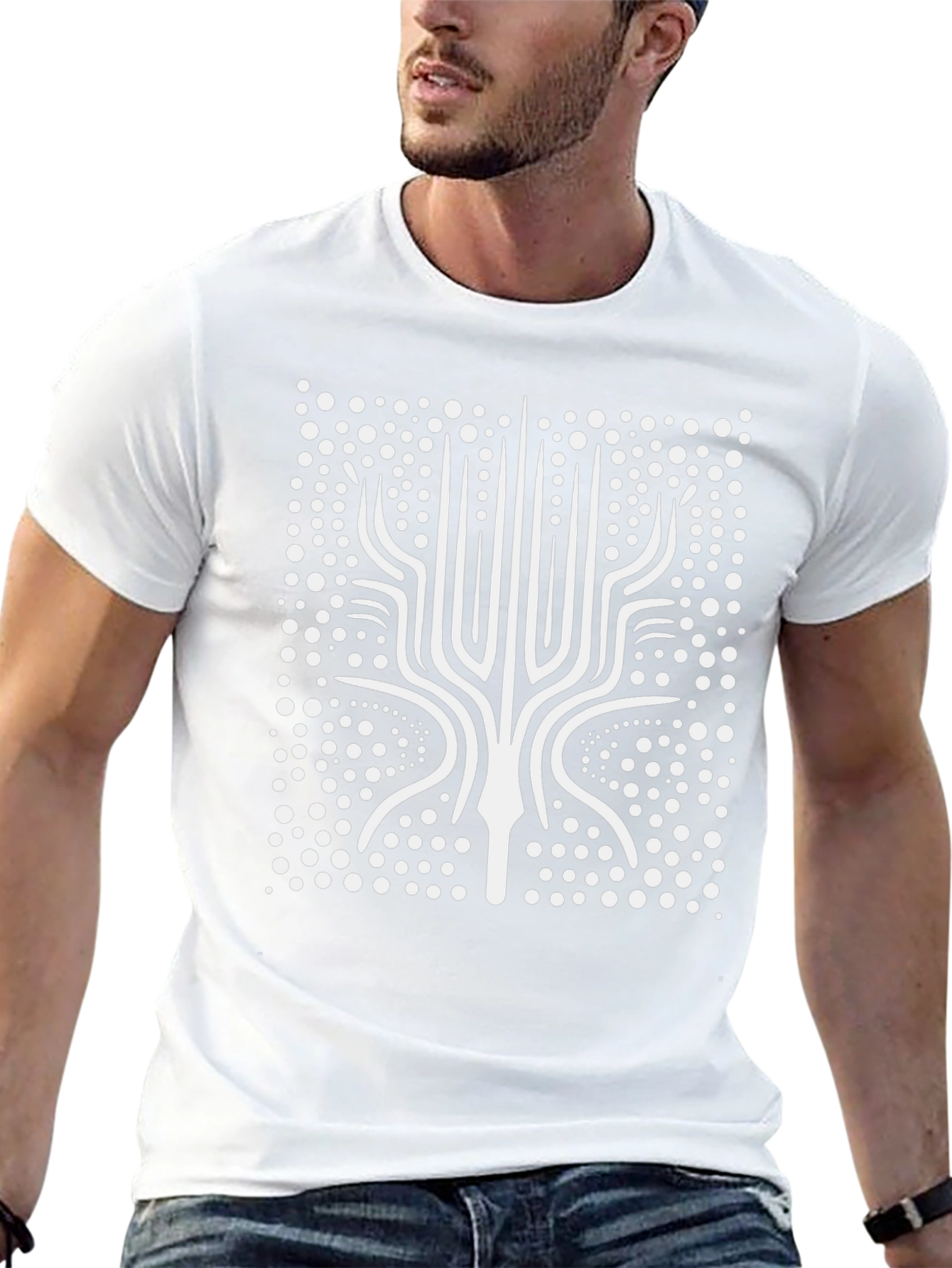 Abstract Geometric Tree Black Graphic Tee