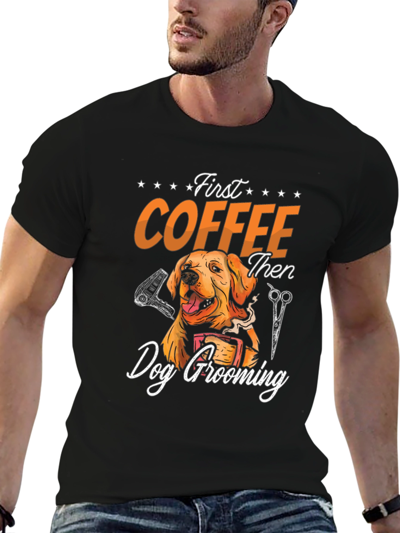Dog Grooming T-Shirt: First Coffee Then Groom