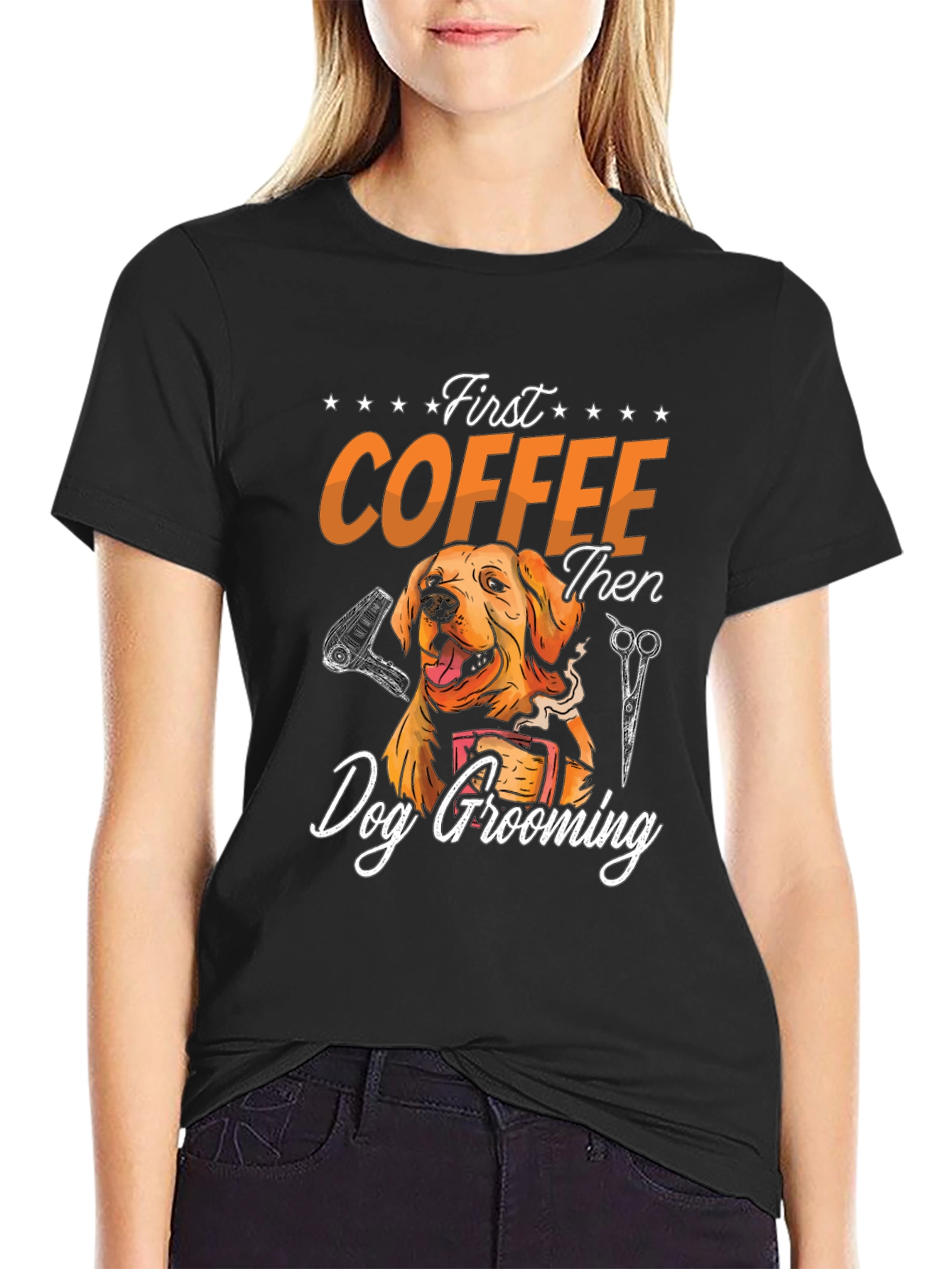 Dog Grooming T-Shirt: First Coffee Then Groom
