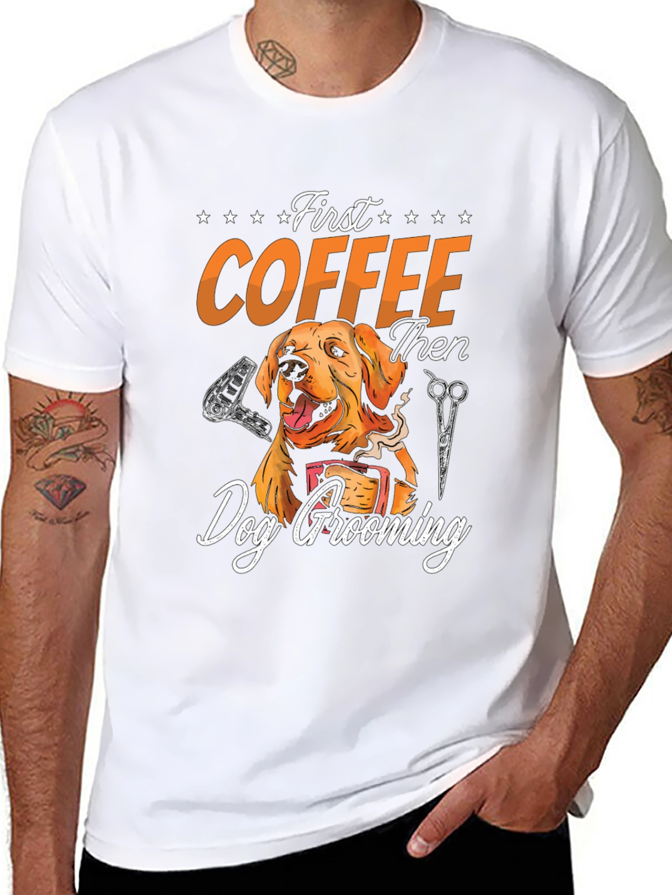 Dog Grooming T-Shirt: First Coffee Then Groom