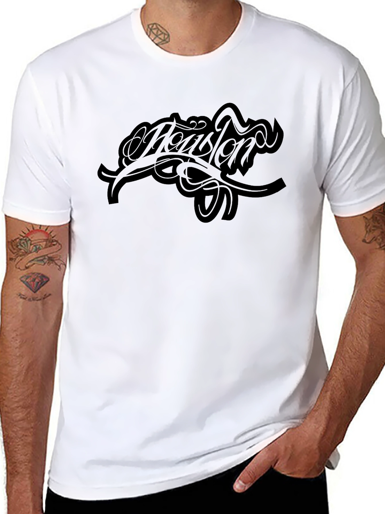 Mens Black Graphic Tee - Houston