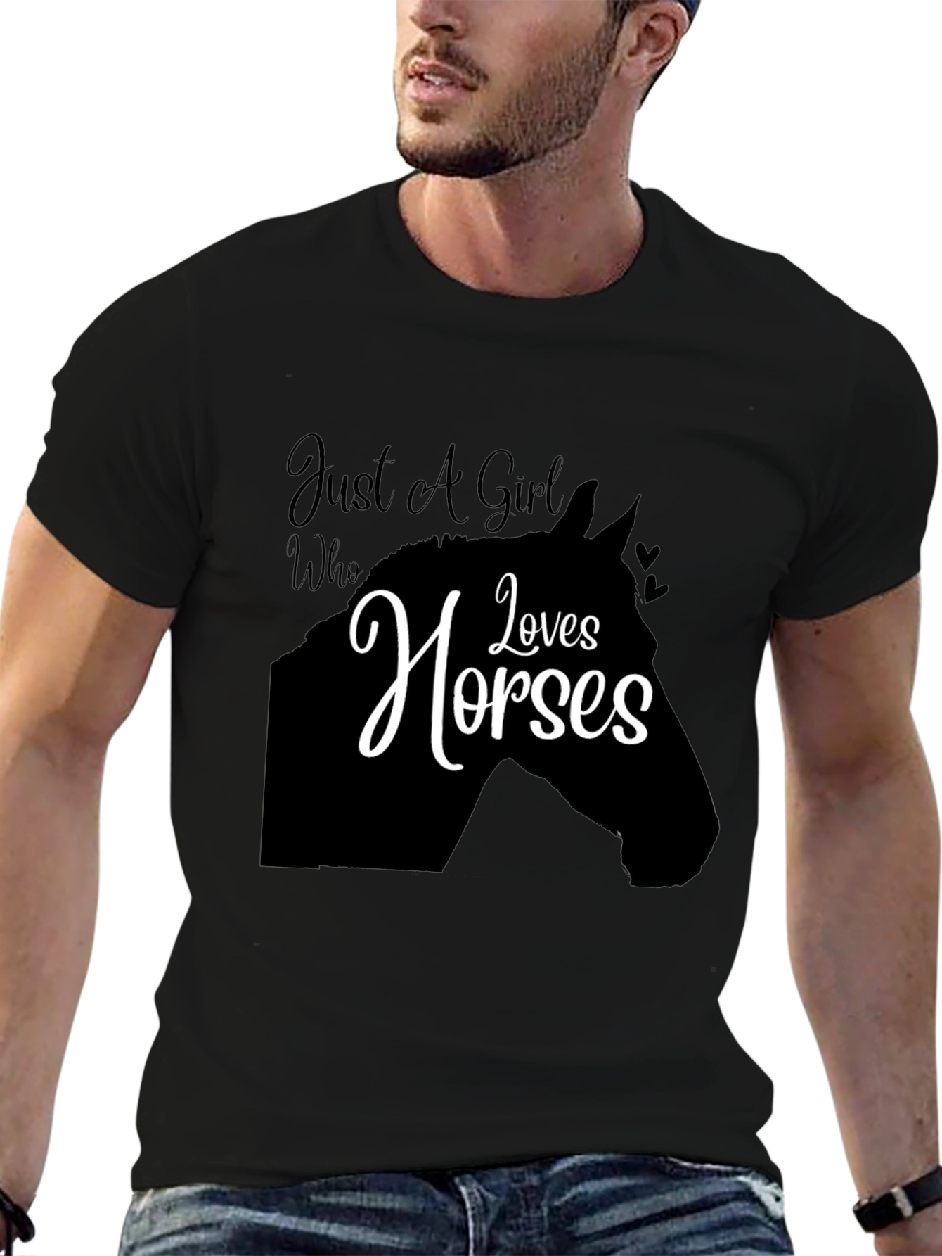 Just A Girl Who Loves Horses Black T-Shirt