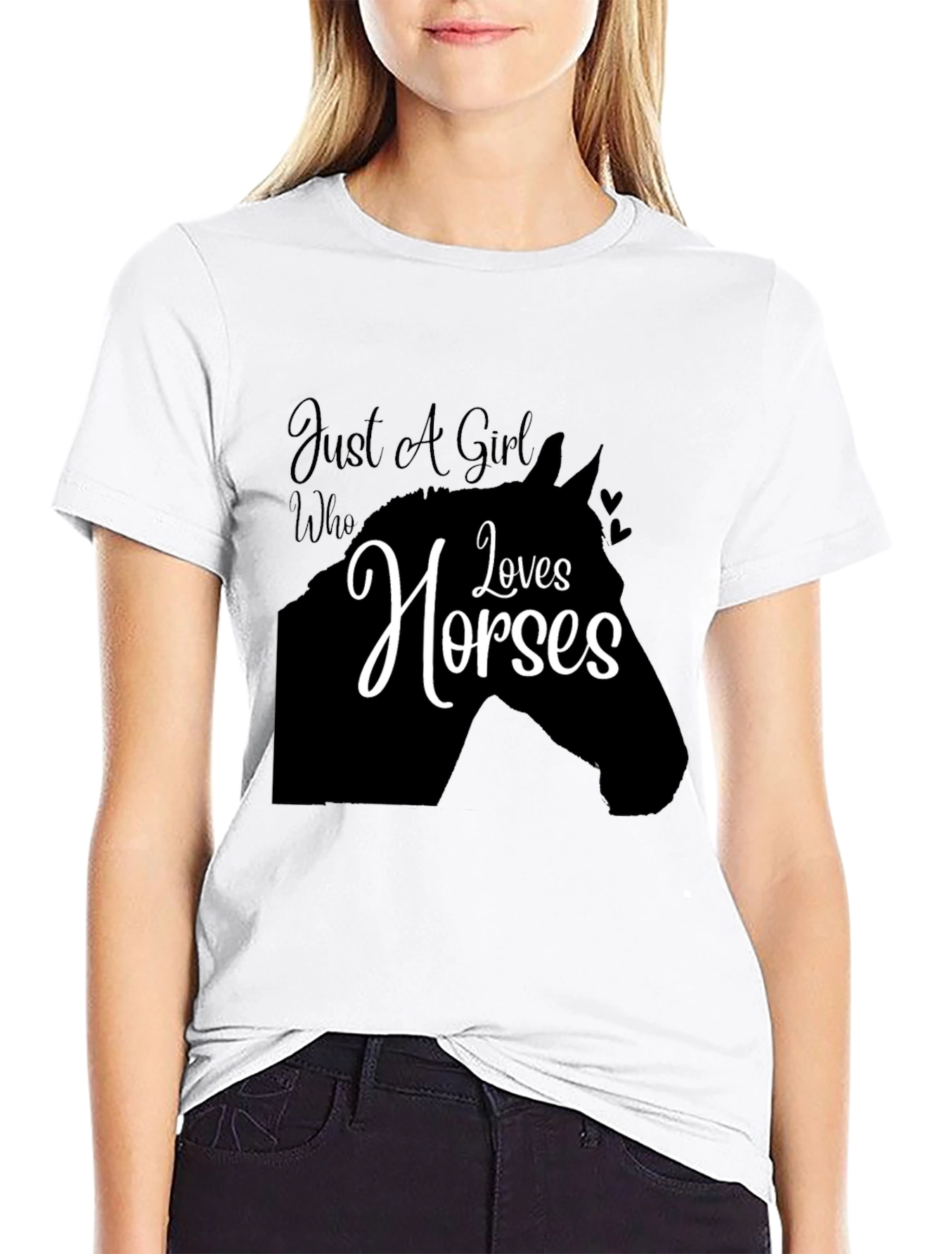 Just A Girl Who Loves Horses Black T-Shirt