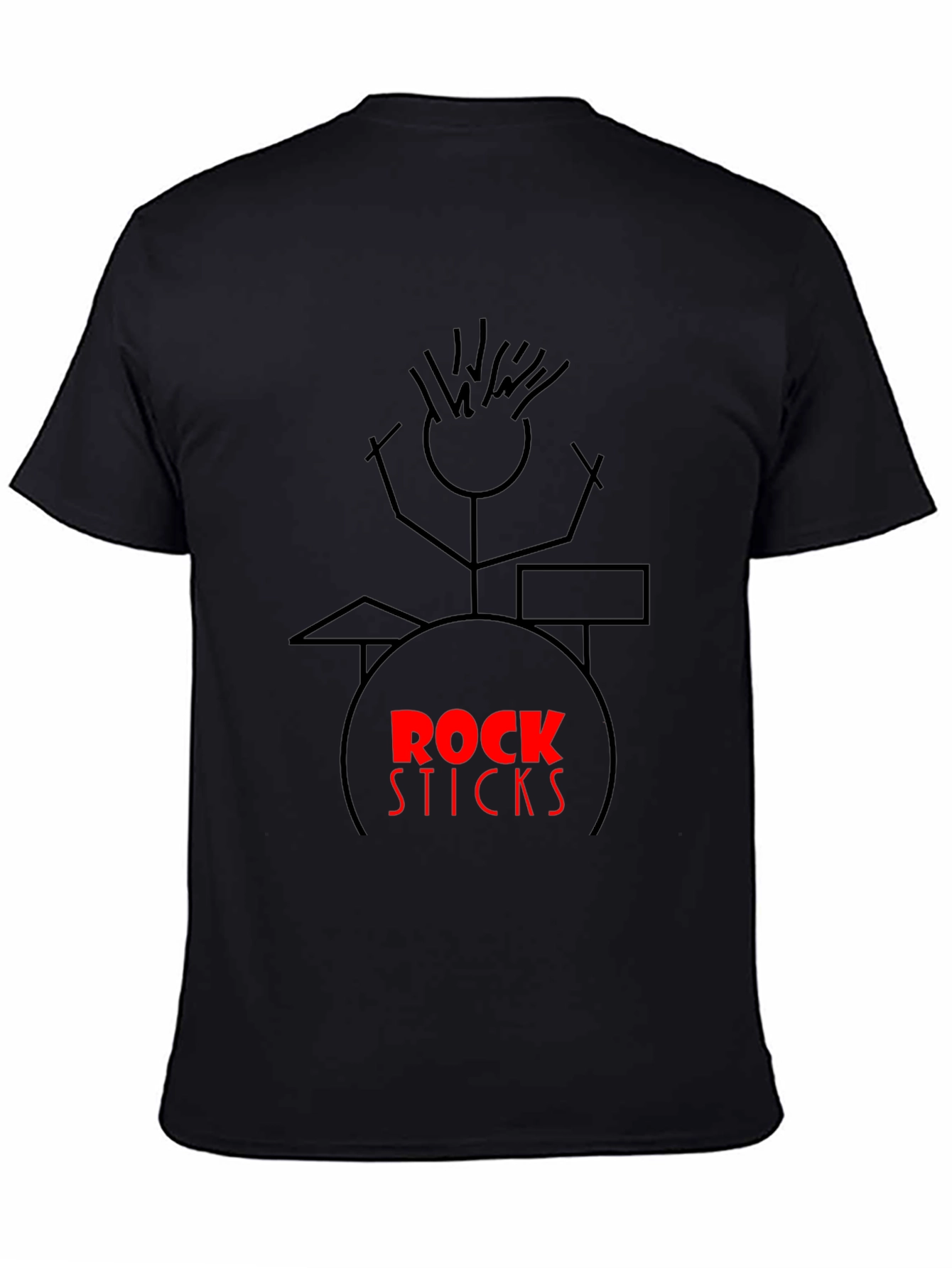 Rock Sticks Drummer Graphic Black T-Shirt