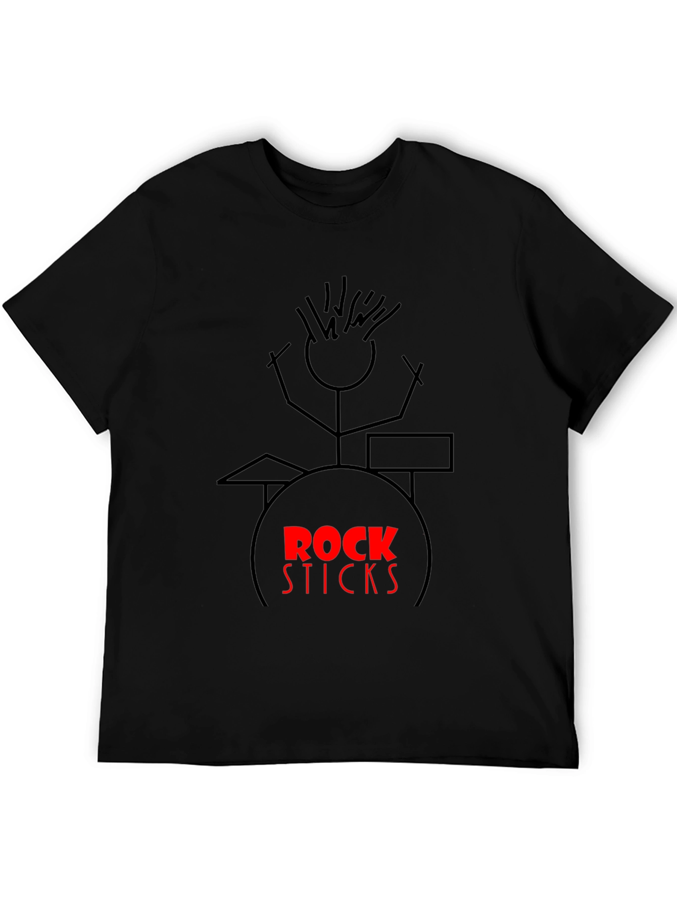 Rock Sticks Drummer Graphic Black T-Shirt