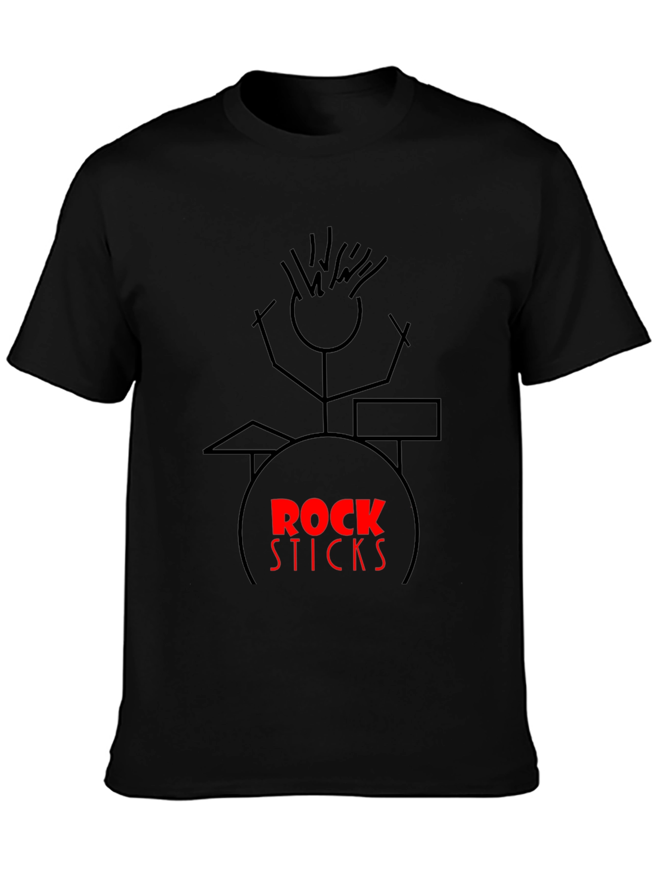 Rock Sticks Drummer Graphic Black T-Shirt