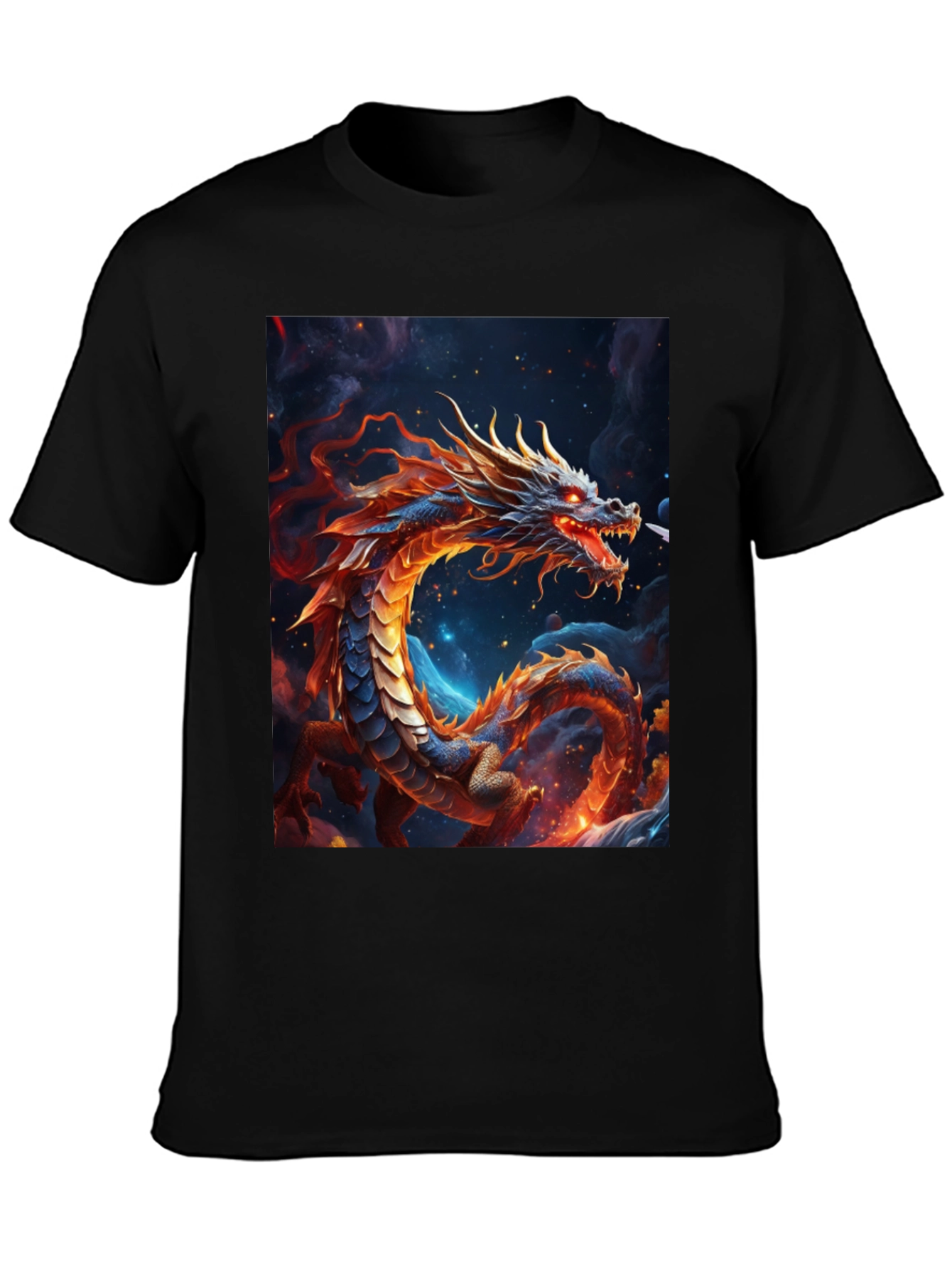 Fiery Dragon Graphic Tee - Fantasy Art Shirt