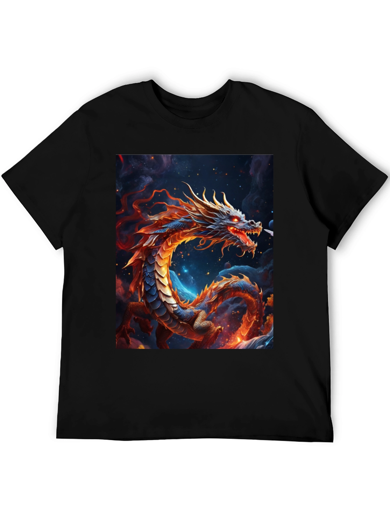 Fiery Dragon Graphic Tee - Fantasy Art Shirt