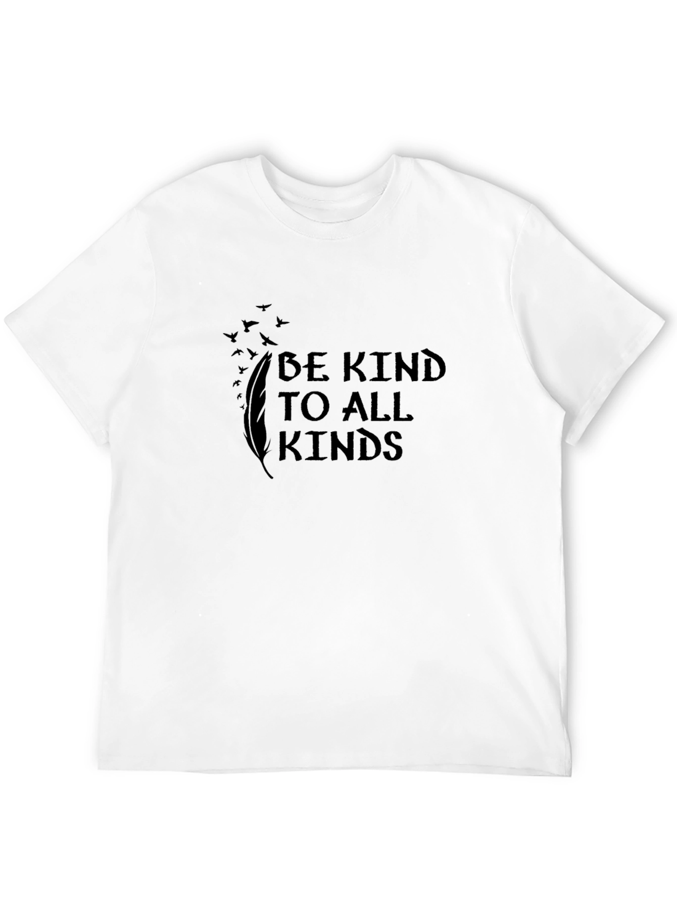 Be Kind T-Shirt - Feather and Birds Design