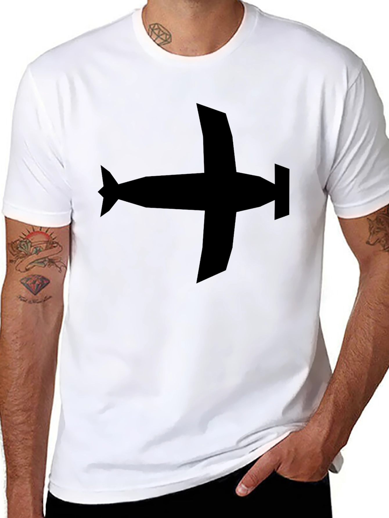 Airplane Graphic Tee - Black Casual Style
