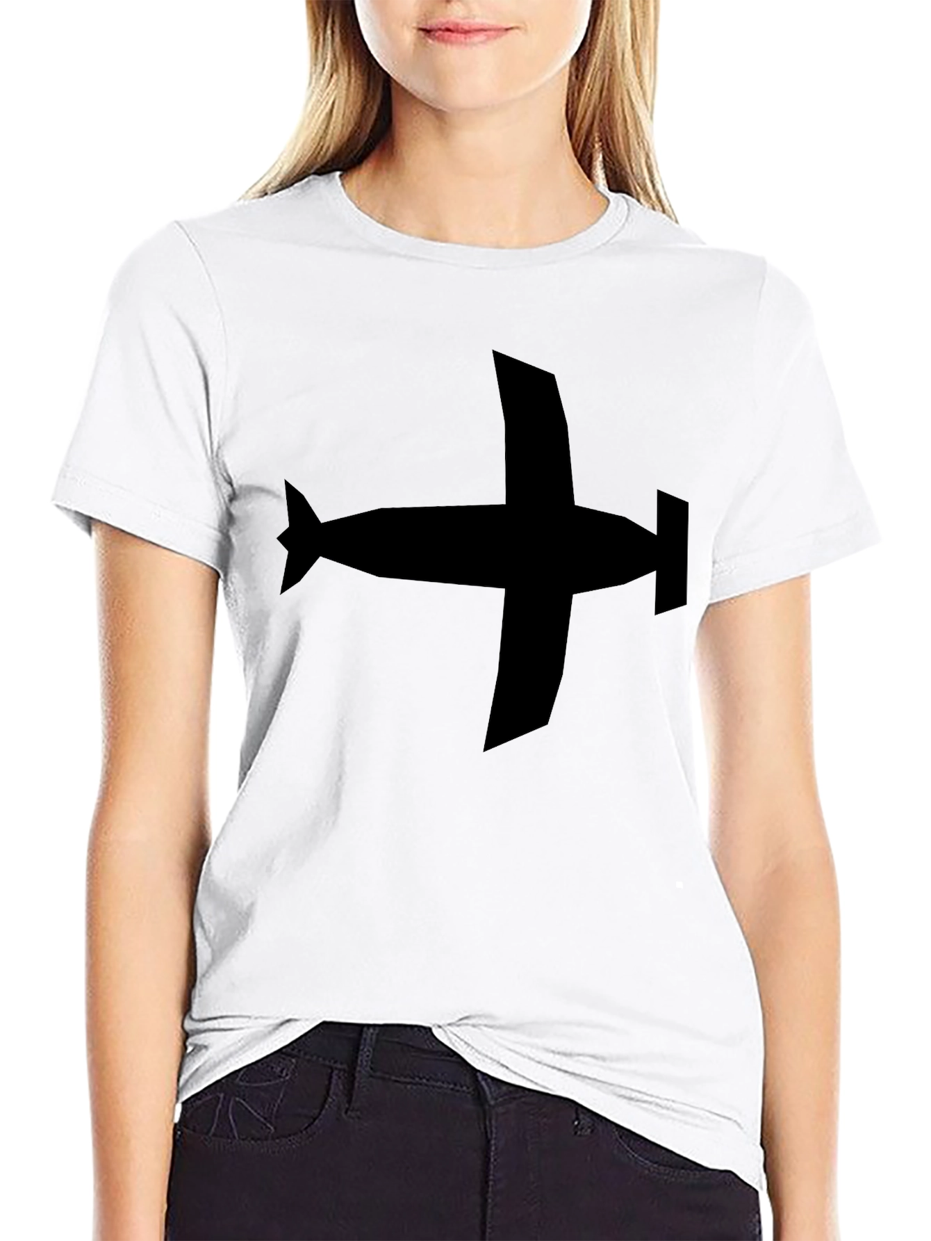 Airplane Graphic Tee - Black Casual Style