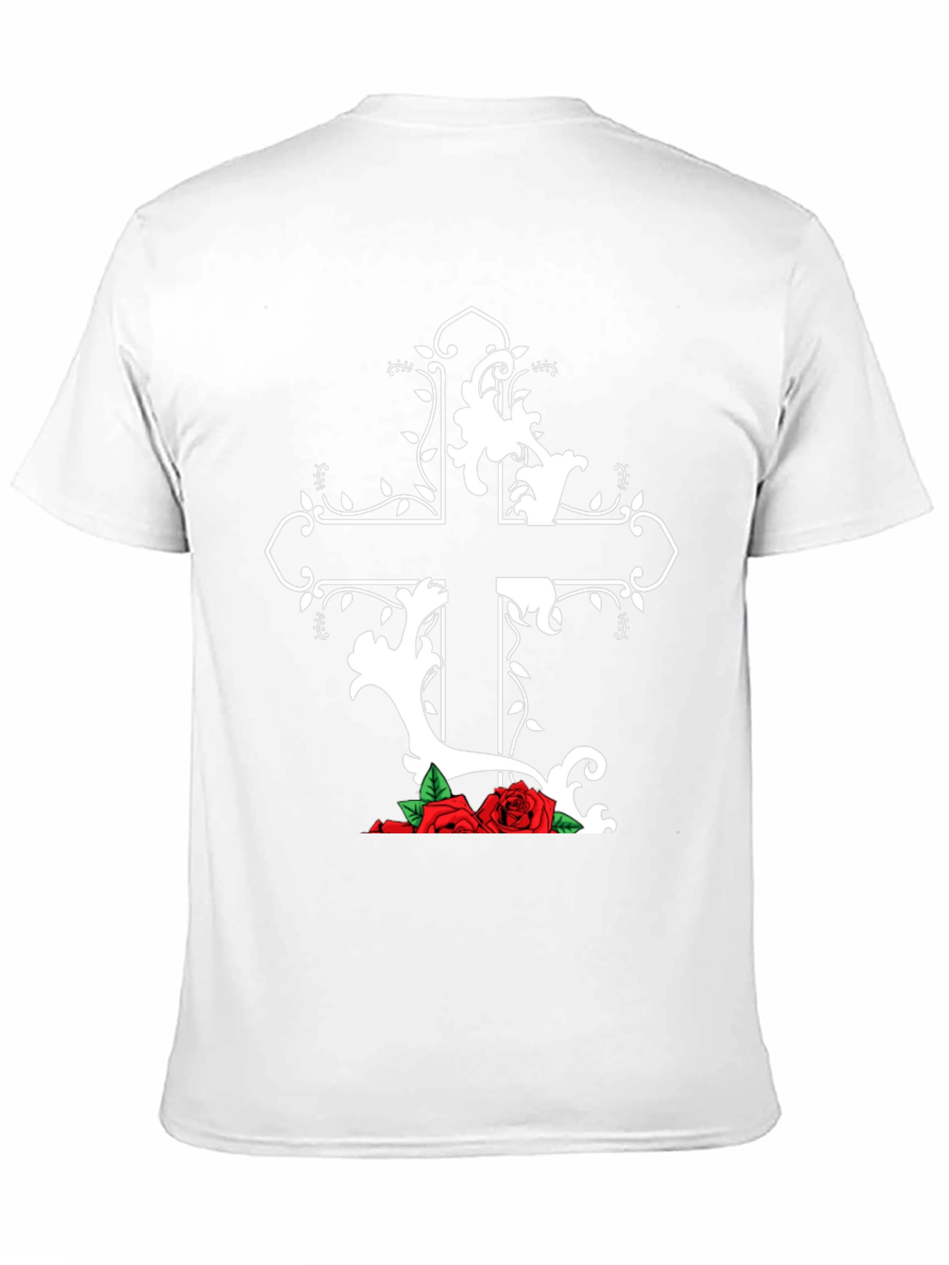 Gothic Cross and Roses Graphic T-Shirt