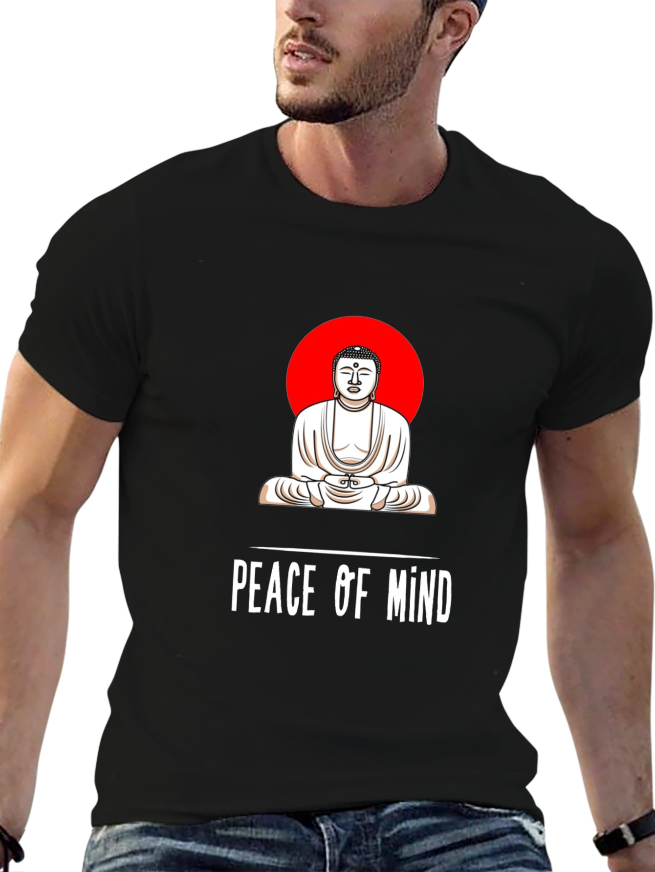 Peace of Mind Buddha Graphic Tee - Black