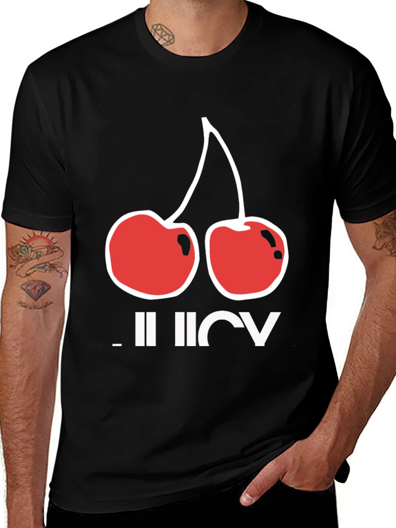 Juicy Cherries Graphic T-Shirt - Black