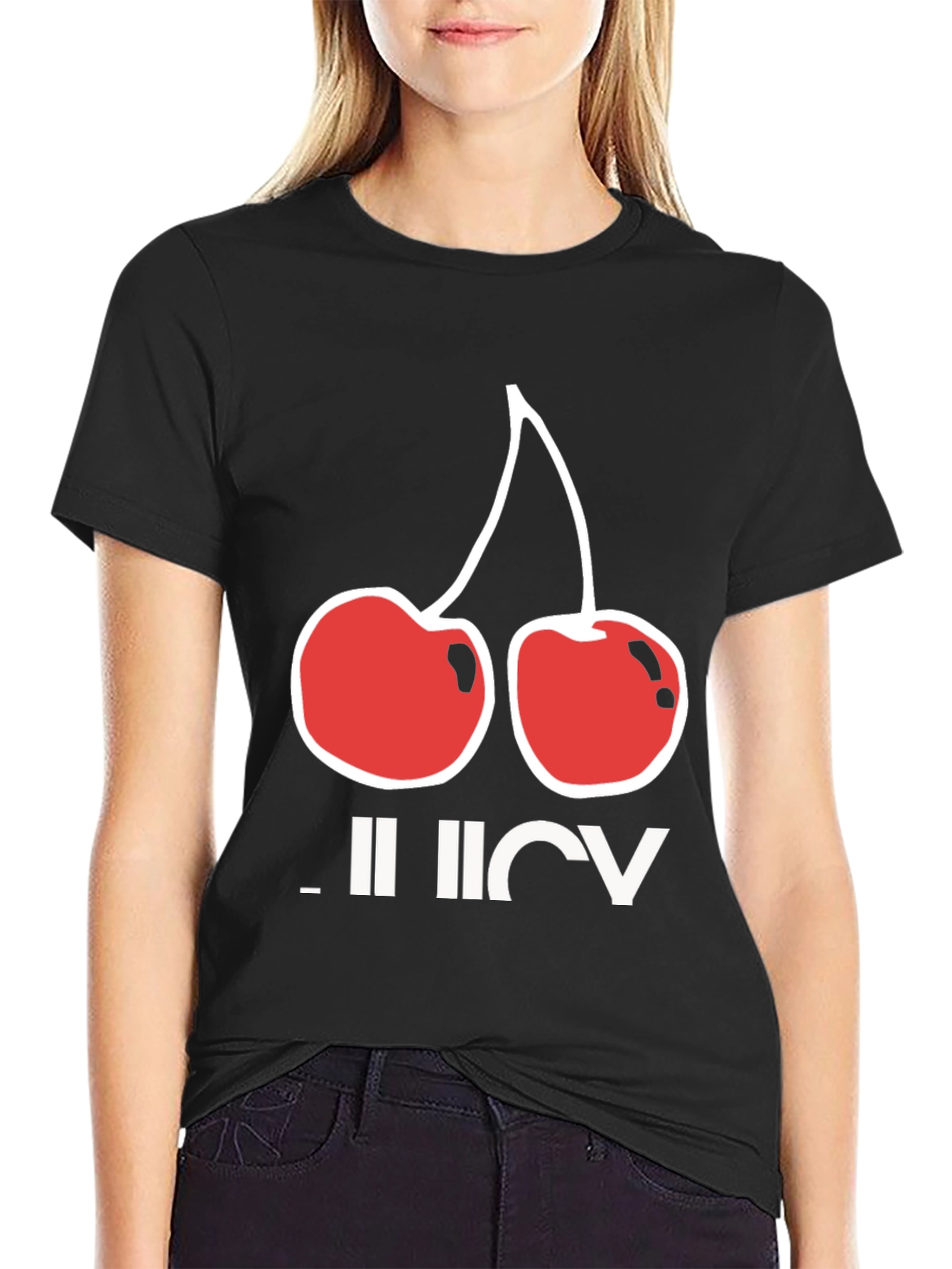 Juicy Cherries Graphic T-Shirt - Black