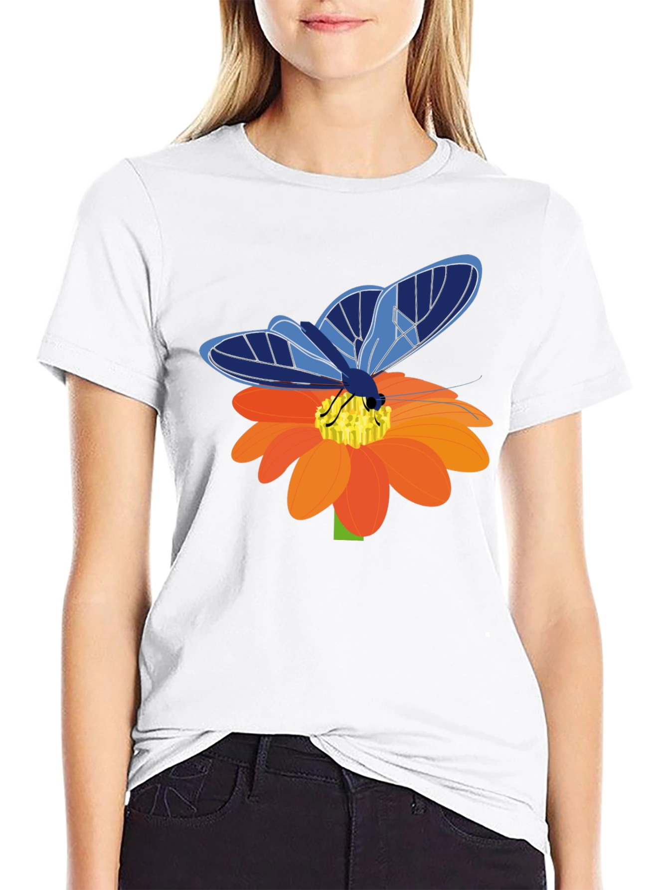 Butterfly on Flower Graphic T-Shirt