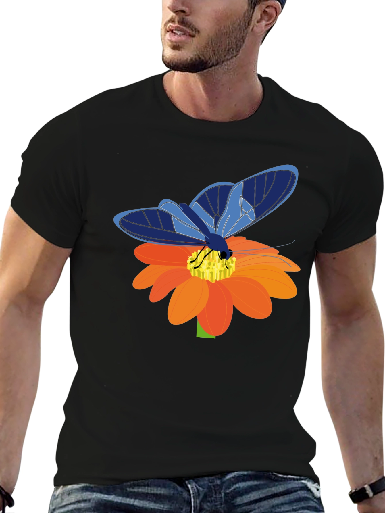 Butterfly on Flower Graphic T-Shirt