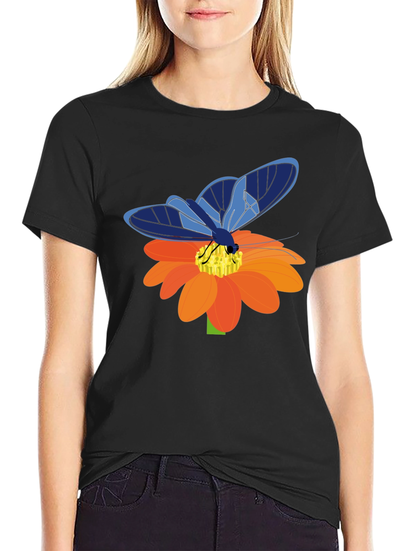 Butterfly on Flower Graphic T-Shirt