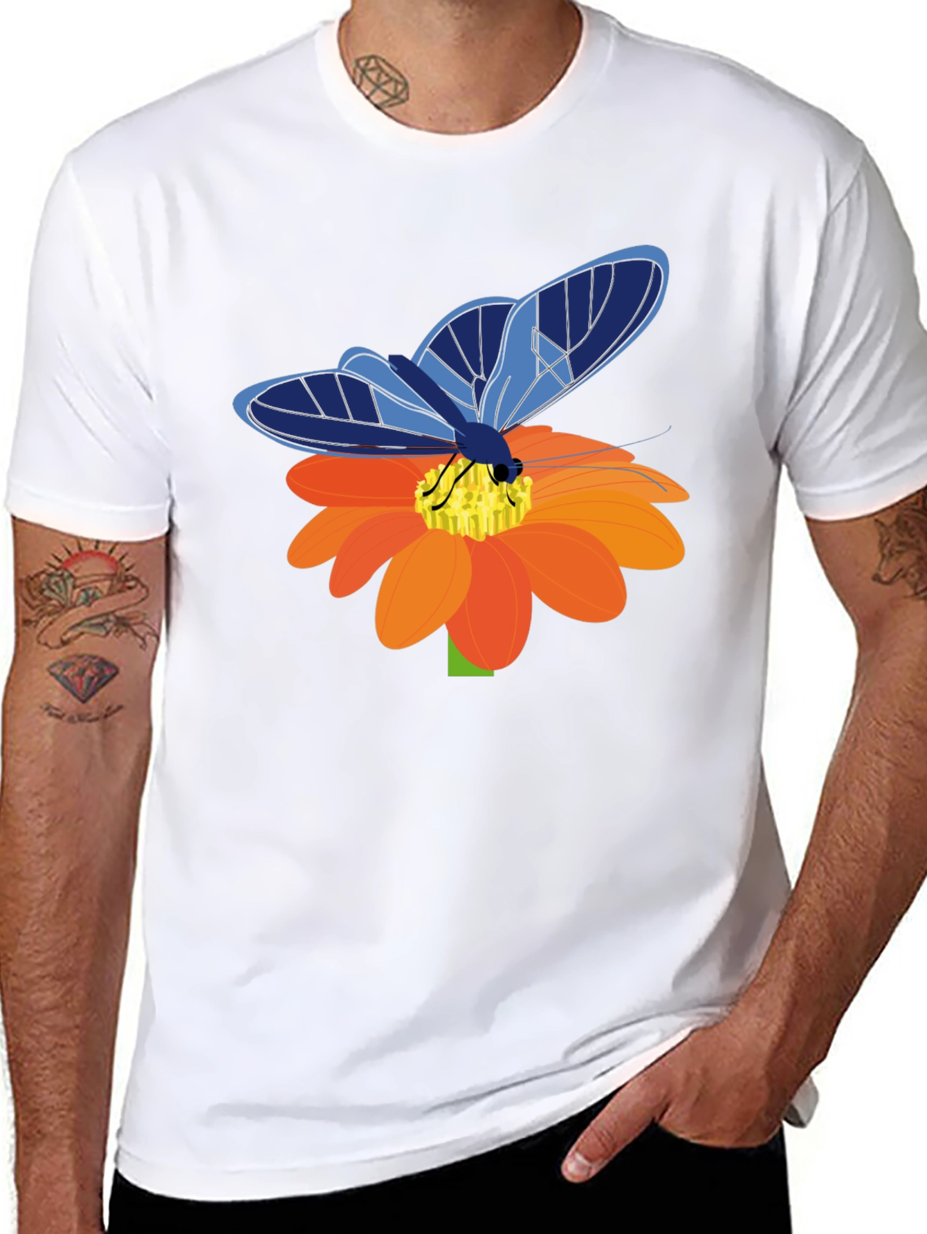 Butterfly on Flower Graphic T-Shirt