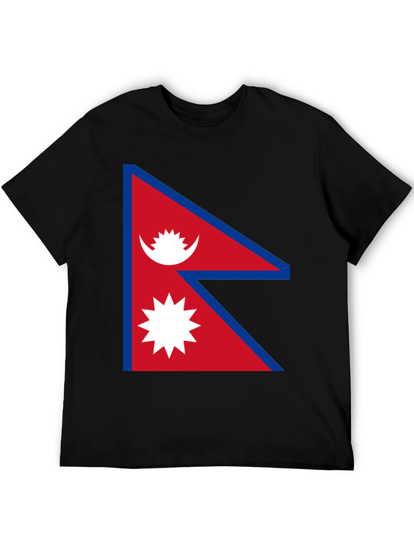 Nepal Flag Graphic T-Shirt - Black Crew Neck Tee