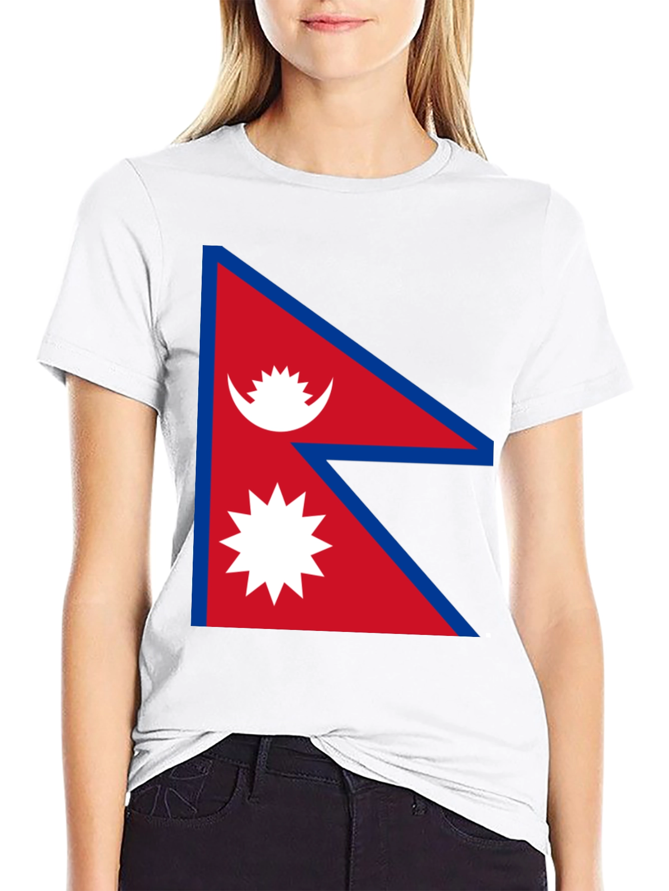 Nepal Flag Graphic T-Shirt - Black Crew Neck Tee