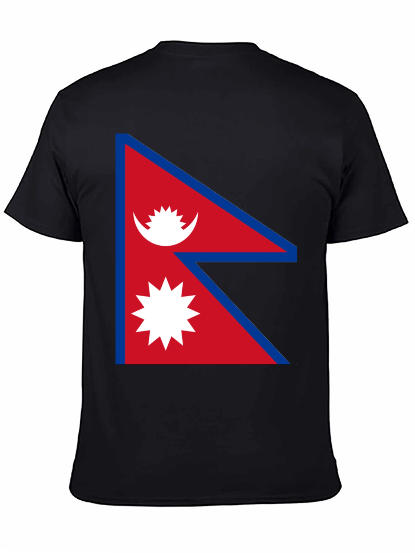Nepal Flag Graphic T-Shirt - Black Crew Neck Tee